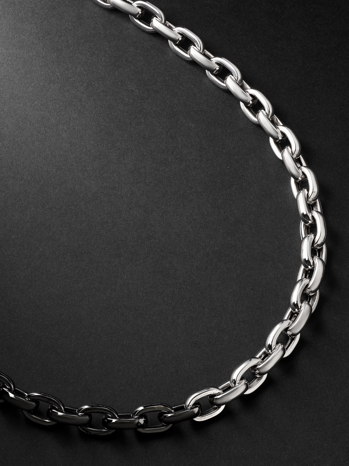 Bold Links Blackened and White Gold Necklace
