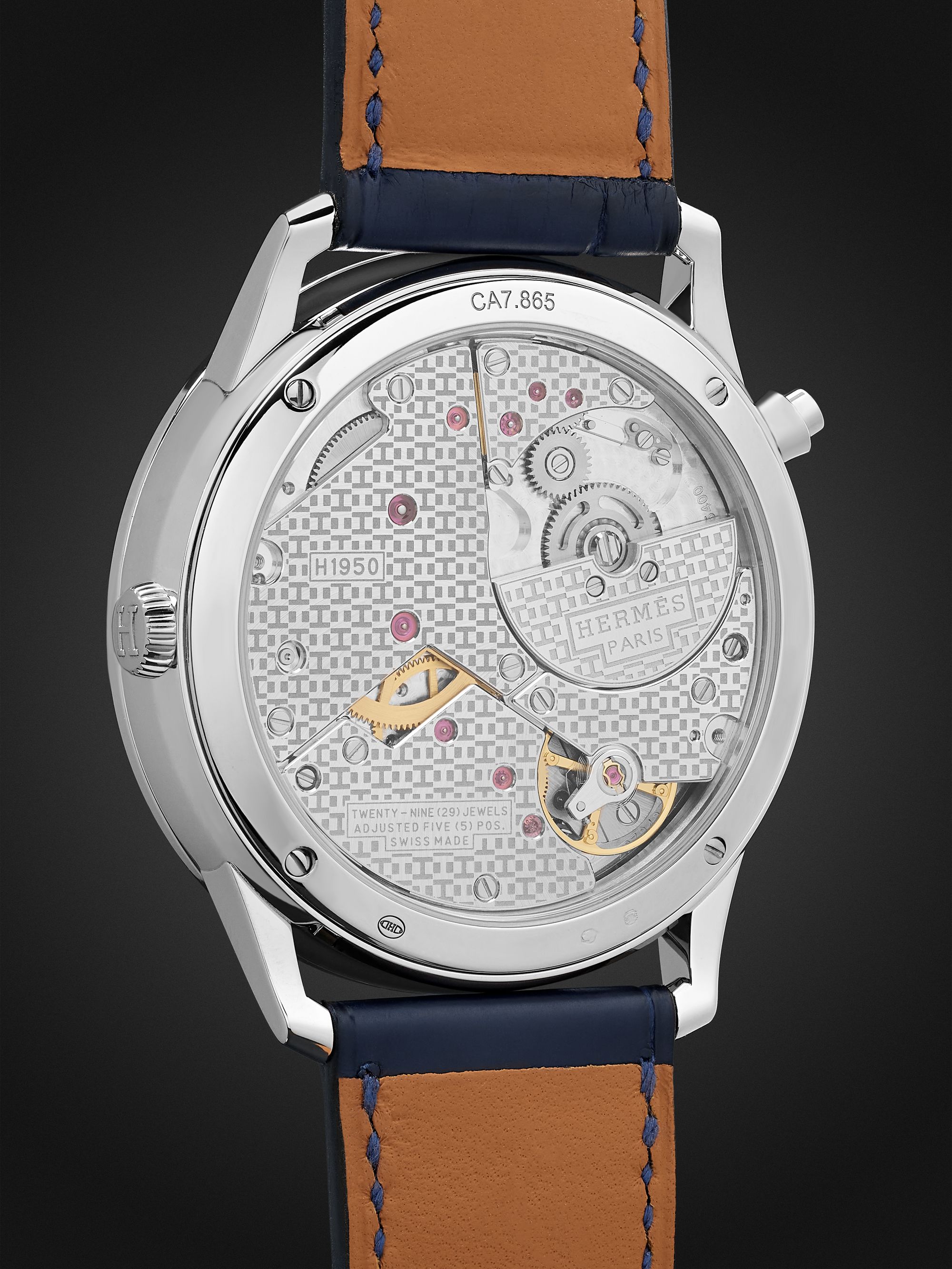 HERMÈS TIMEPIECES Slim d'Hermès Automatic GMT 39mm Platinum and Alligator Watch, Ref. No. 054157WW00