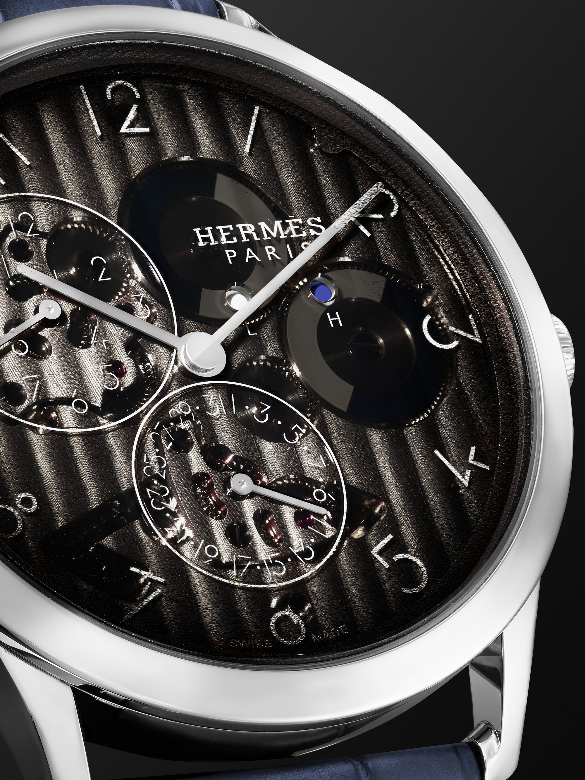 HERMÈS TIMEPIECES Slim d'Hermès Automatic GMT 39mm Platinum and Alligator Watch, Ref. No. 054157WW00