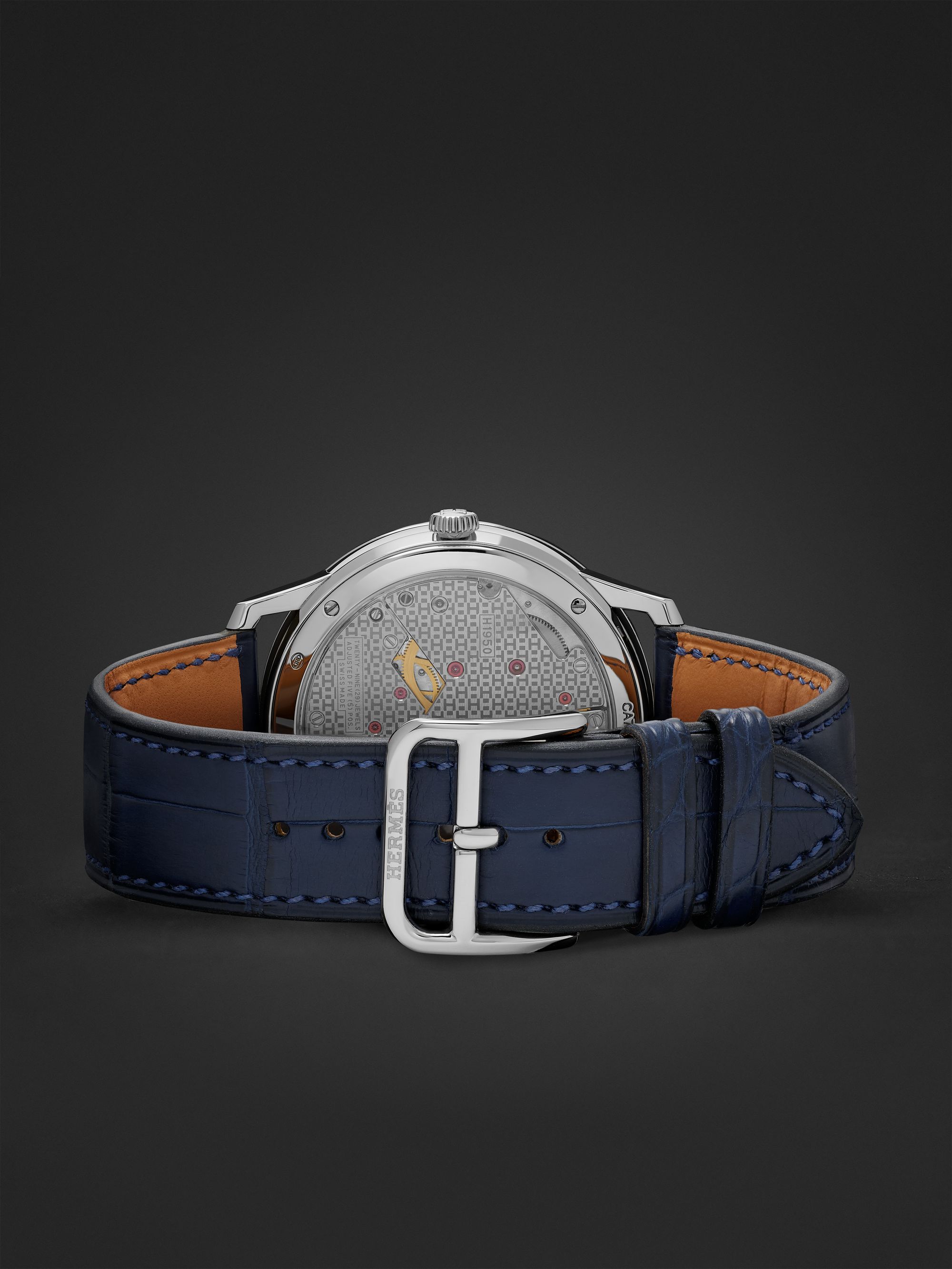 HERMÈS TIMEPIECES Slim d'Hermès Automatic GMT 39mm Platinum and Alligator Watch, Ref. No. 054157WW00