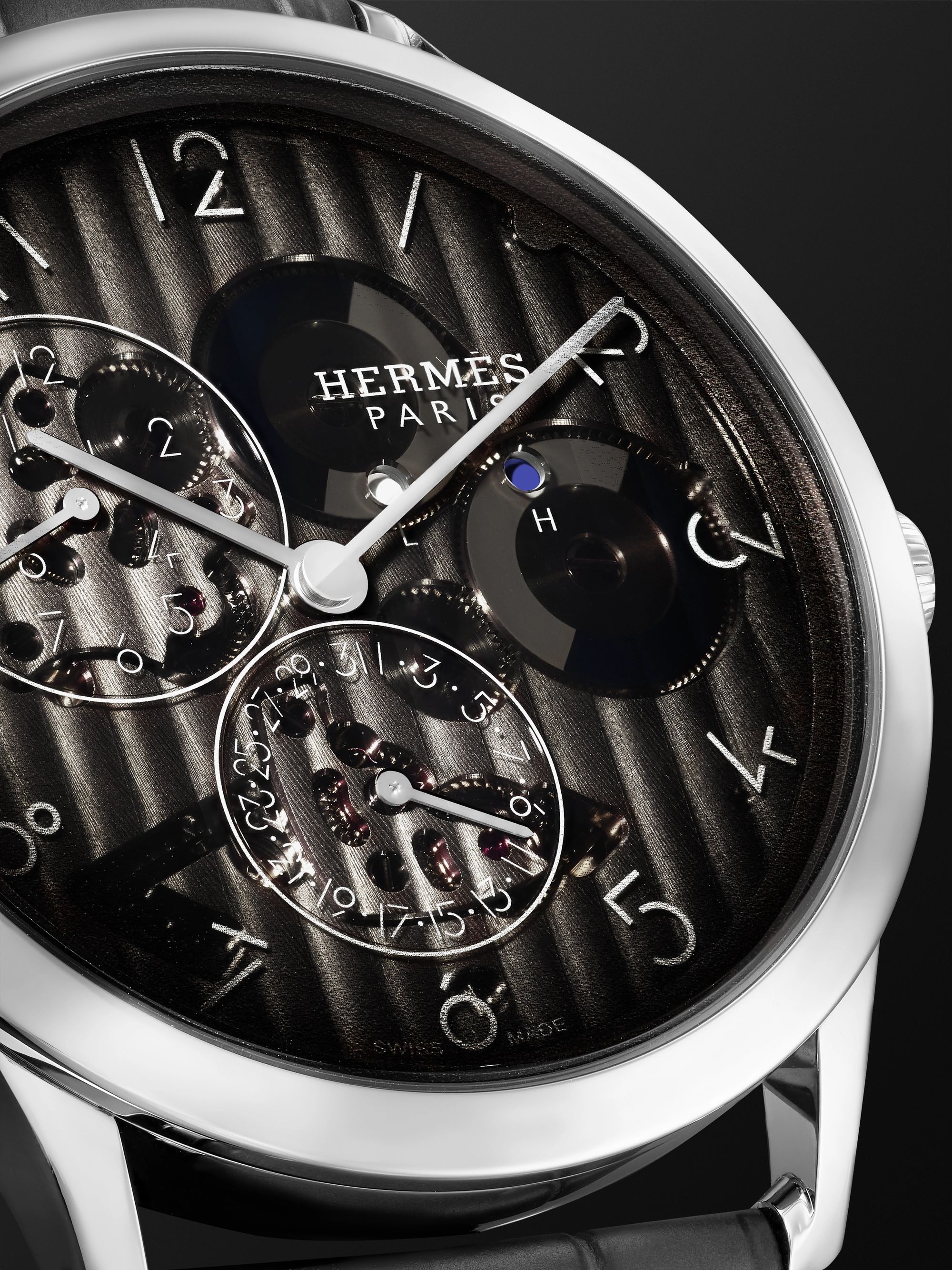 HERMÈS TIMEPIECES Slim d'Hermès Automatic GMT 39mm Platinum and Alligator Watch, Ref. No. 054192WW00