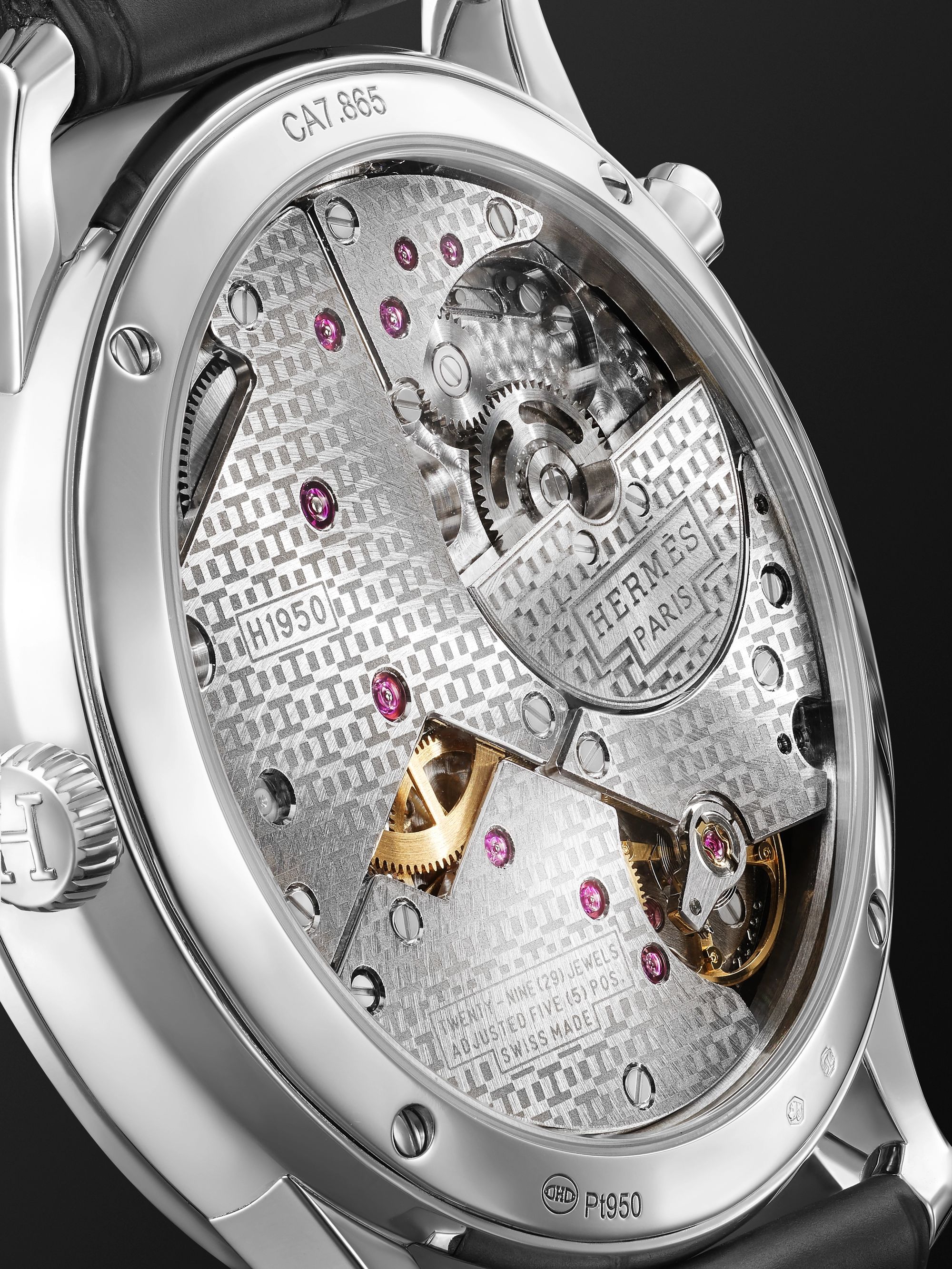 HERMÈS TIMEPIECES Slim d'Hermès Automatic GMT 39mm Platinum and Alligator Watch, Ref. No. 054192WW00