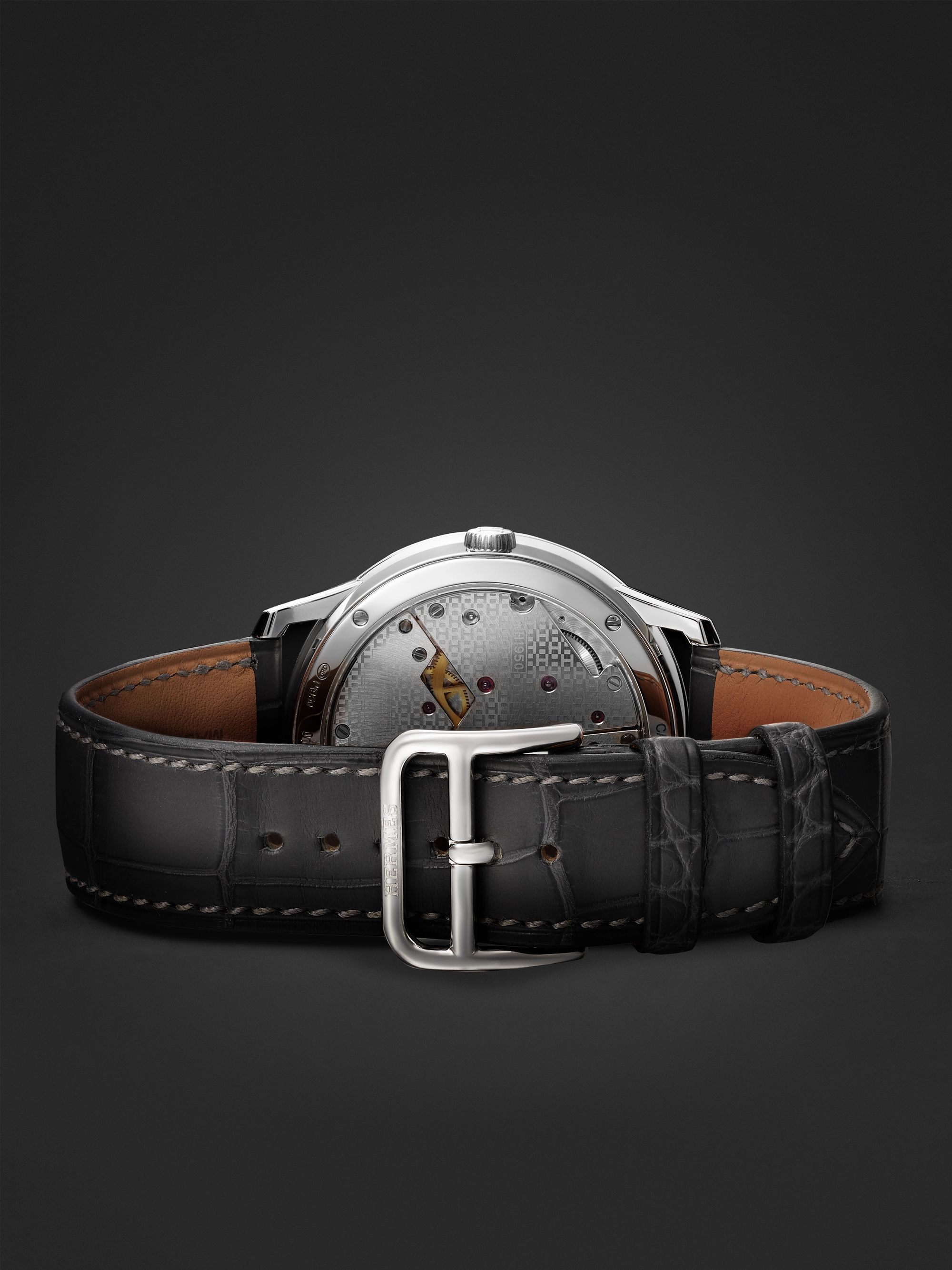 HERMÈS TIMEPIECES Slim d'Hermès Automatic GMT 39mm Platinum and Alligator Watch, Ref. No. 054192WW00