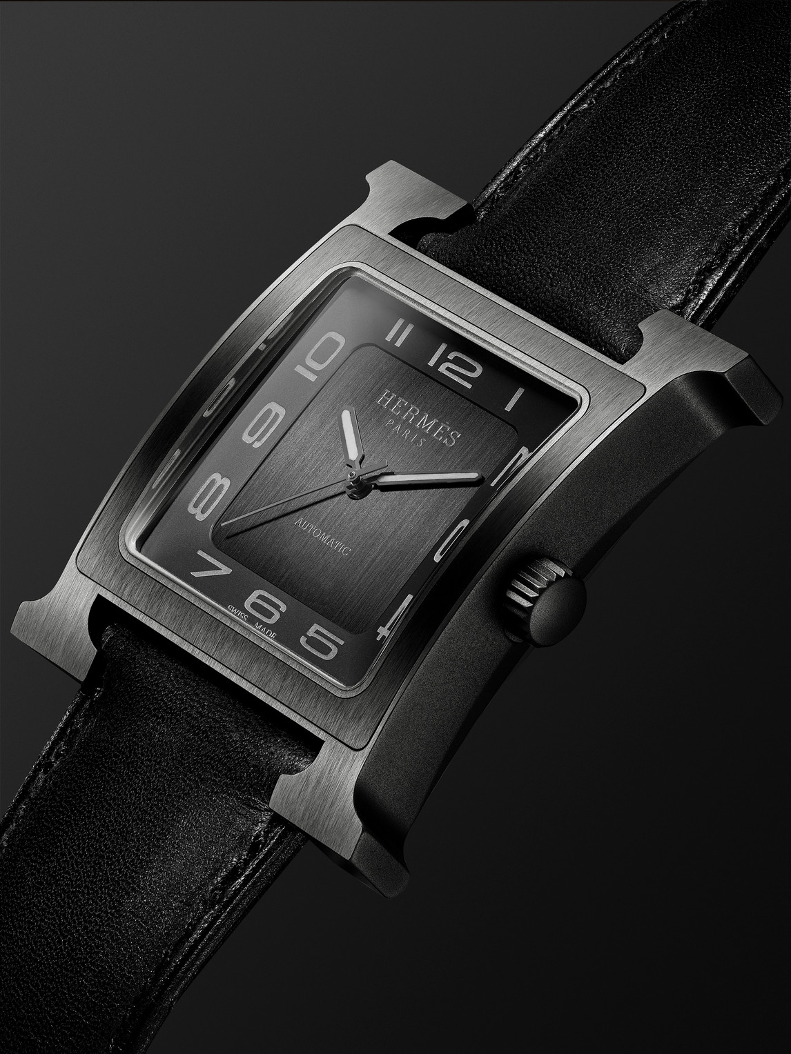 Shop Hermès Timepieces Heure H Automatic 34mm Titanium Watch, Ref. No. W054131ww00 In Black