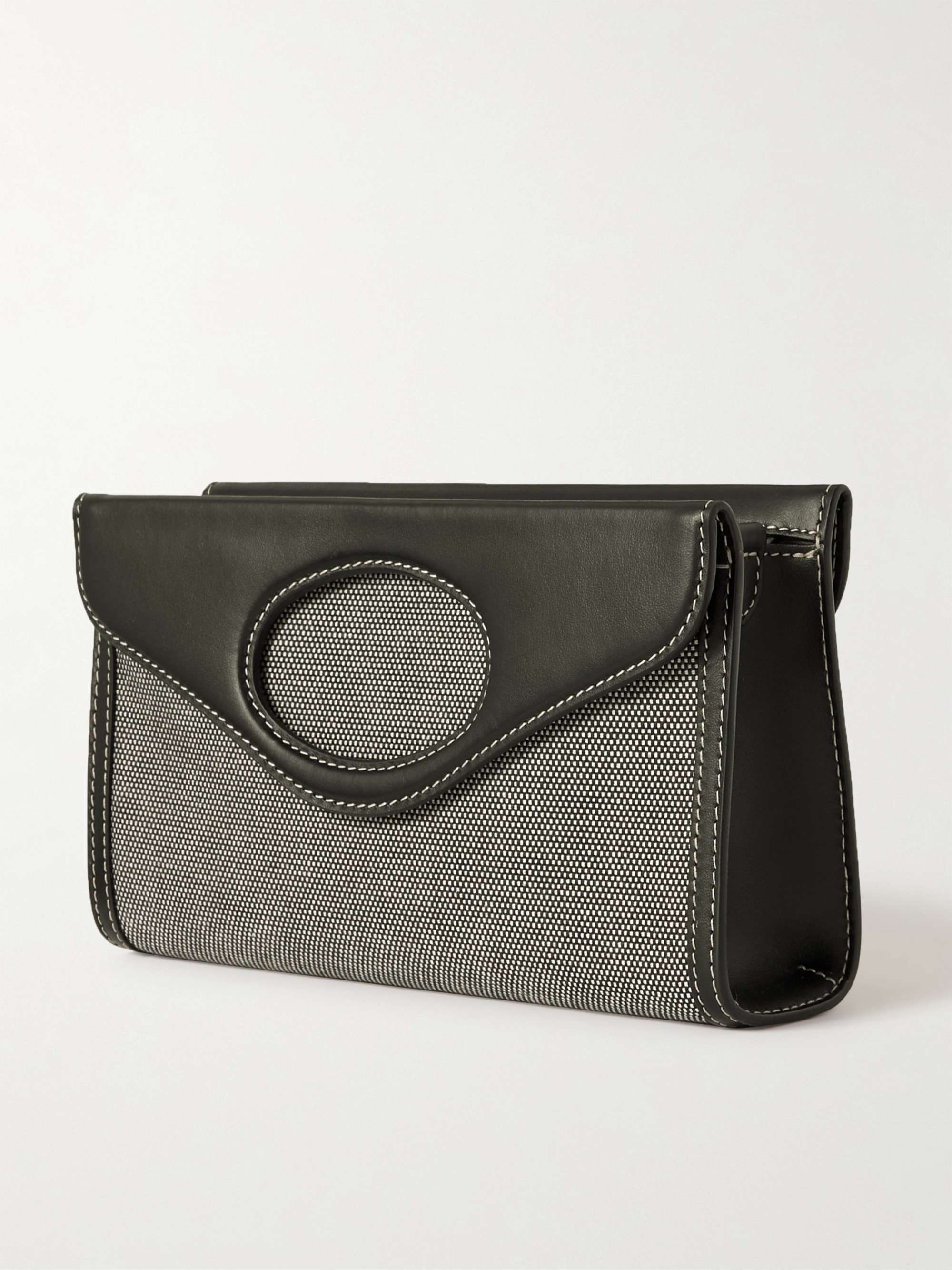 BURBERRY Logo-Print Cotton-Canvas and Leather Messenger Bag