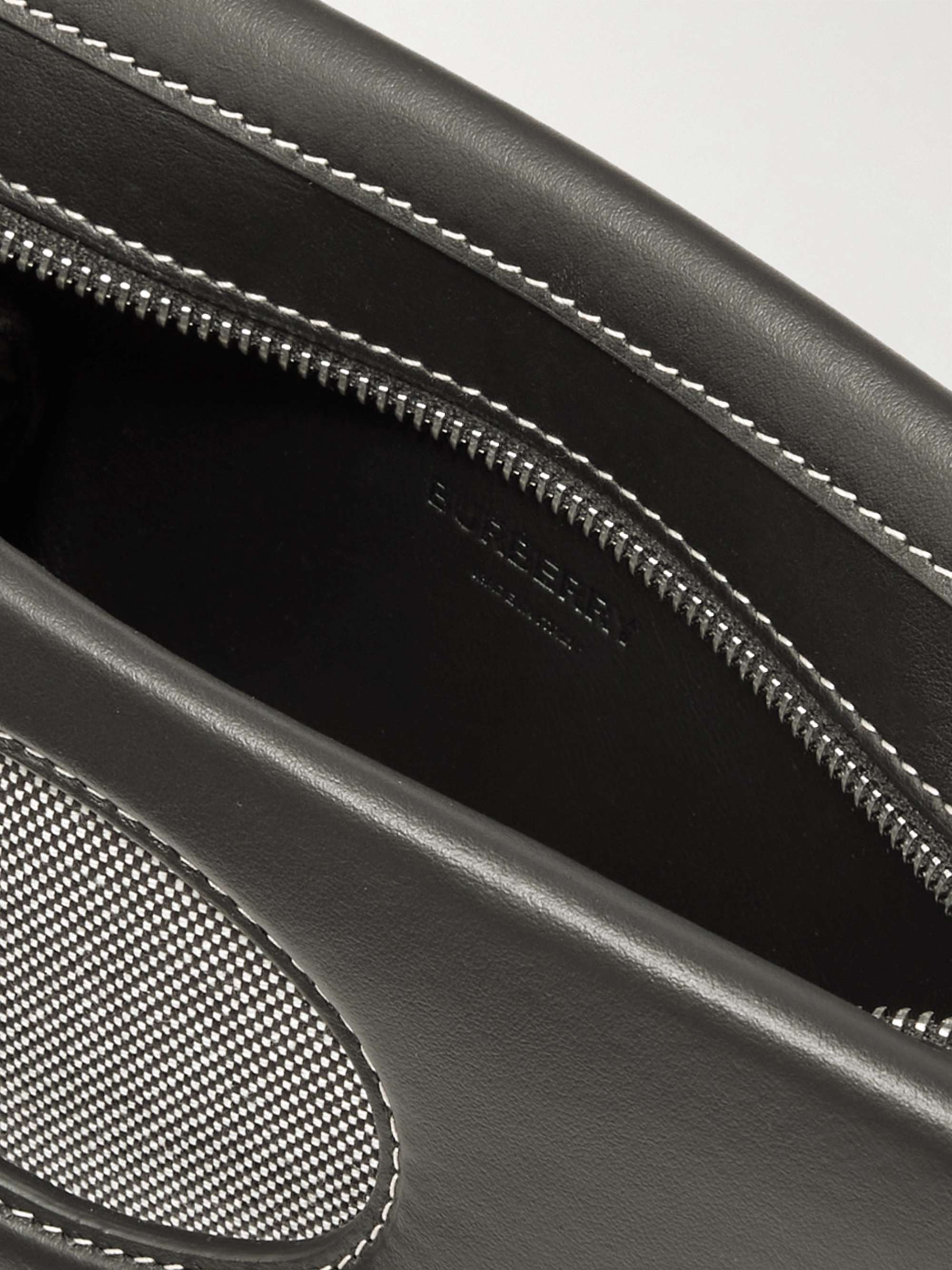 BURBERRY Logo-Print Cotton-Canvas and Leather Messenger Bag