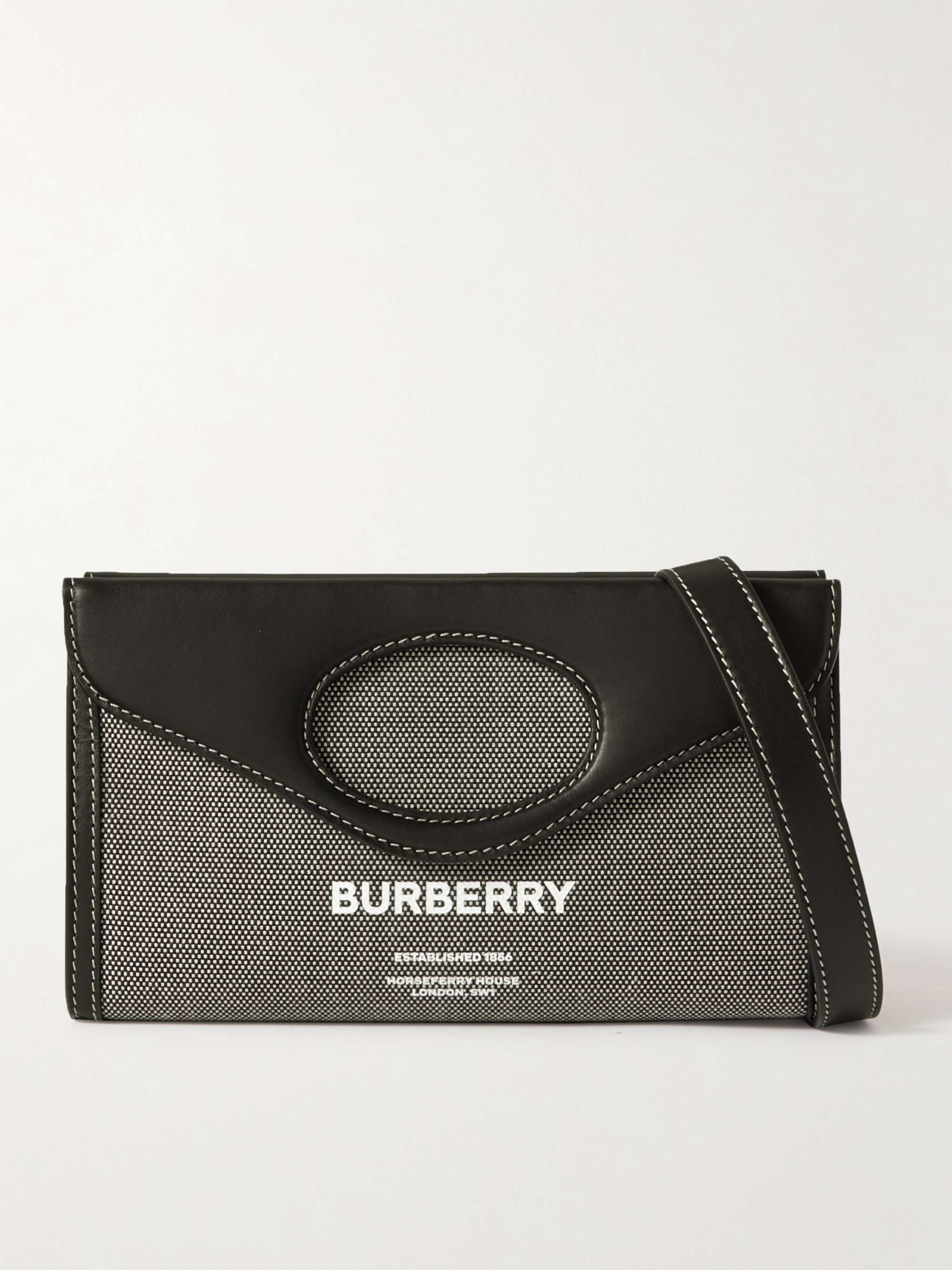 BURBERRY Logo-Print Cotton-Canvas and Leather Messenger Bag