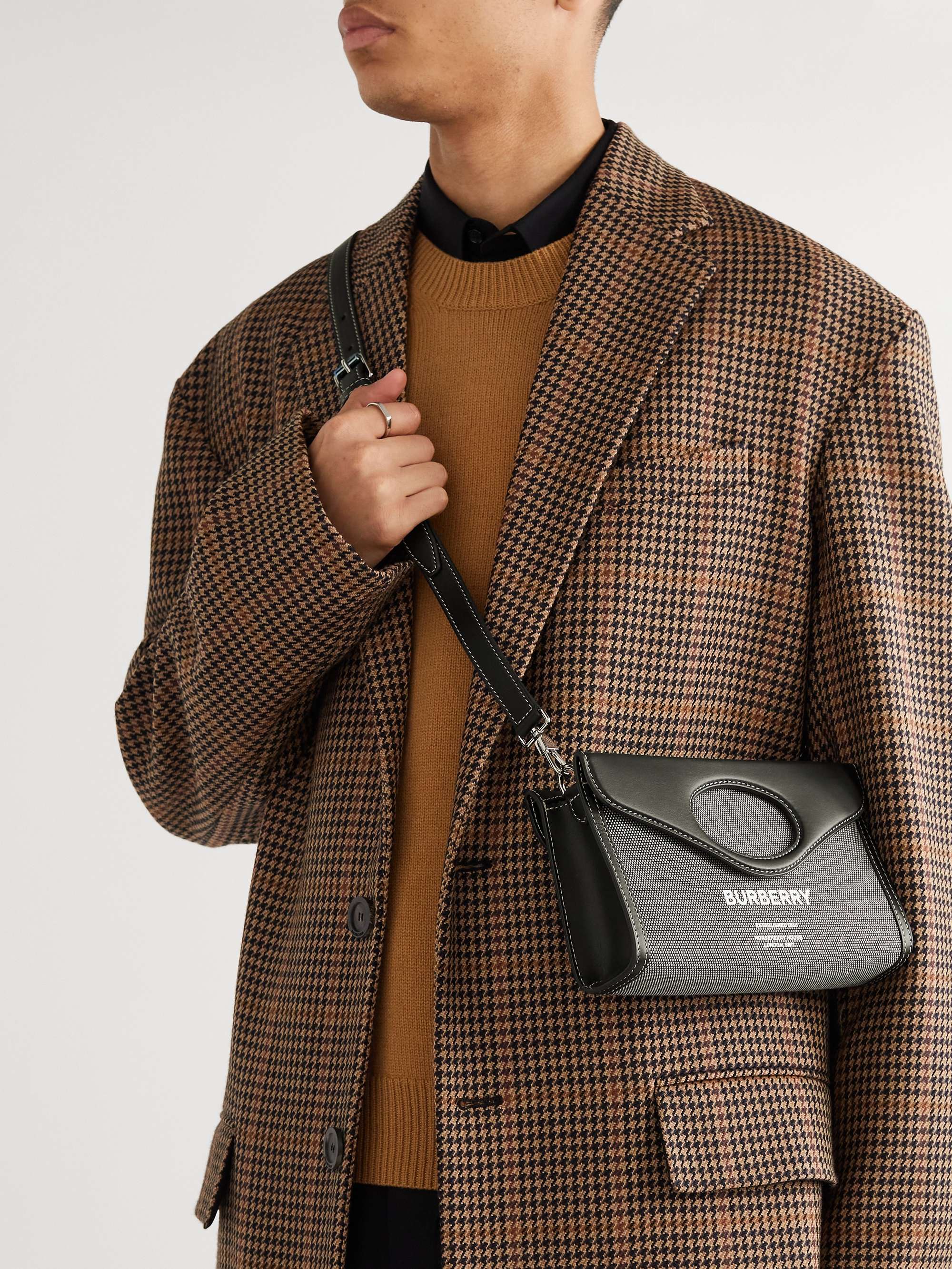 BURBERRY Logo-Print Cotton-Canvas and Leather Messenger Bag