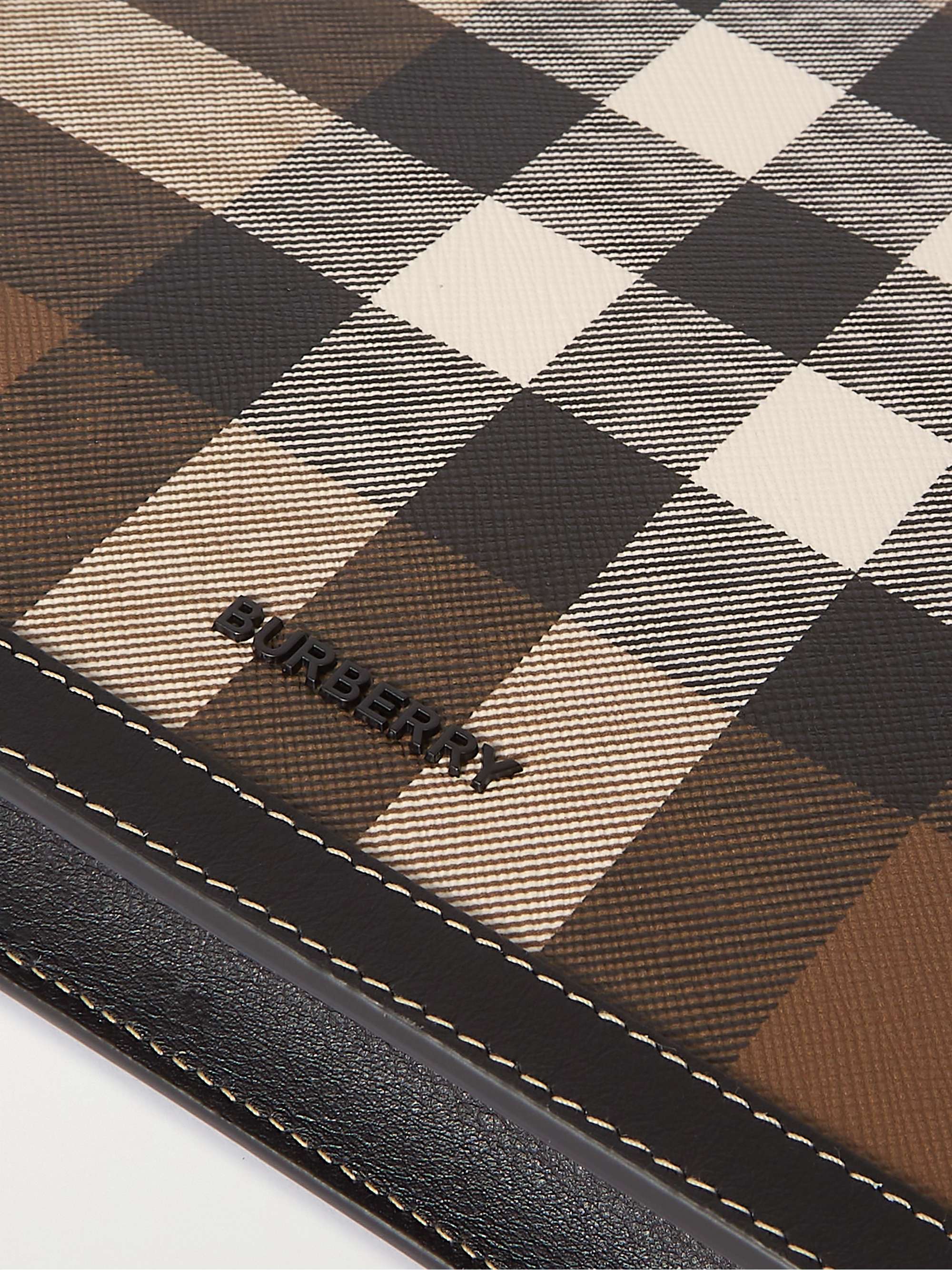 BURBERRY Leather-Trimmed Checked E-Canvas Pouch