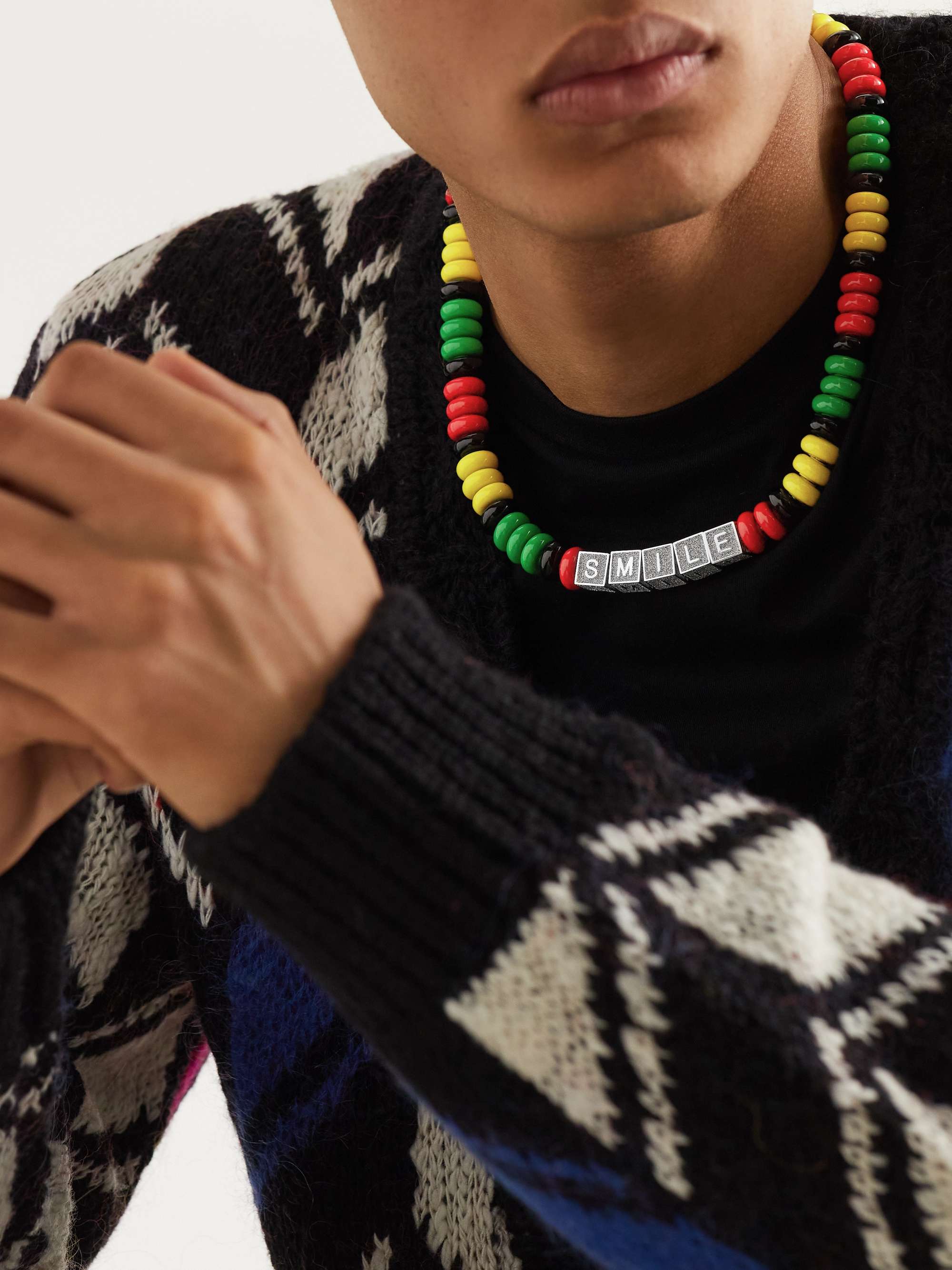 LAUREN RUBINSKI Jamaica Silver and Enamel Beaded Necklace