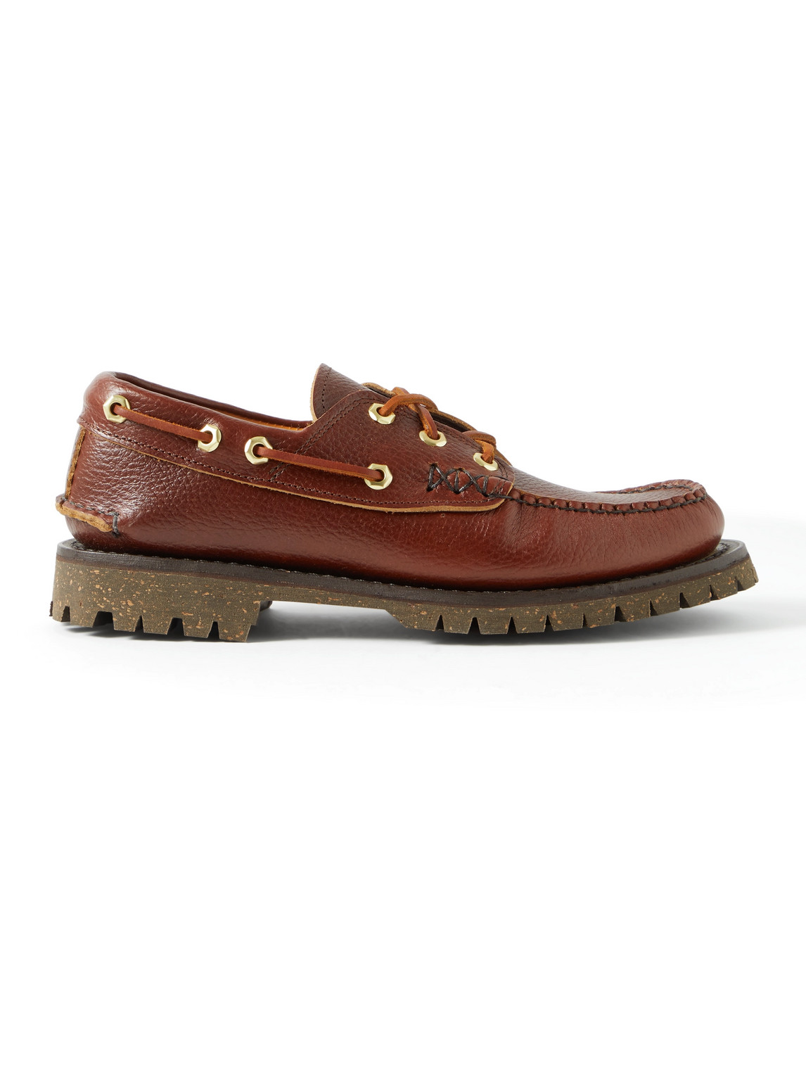 Yuketen Full-grain Leather Boat Shoes In Brown