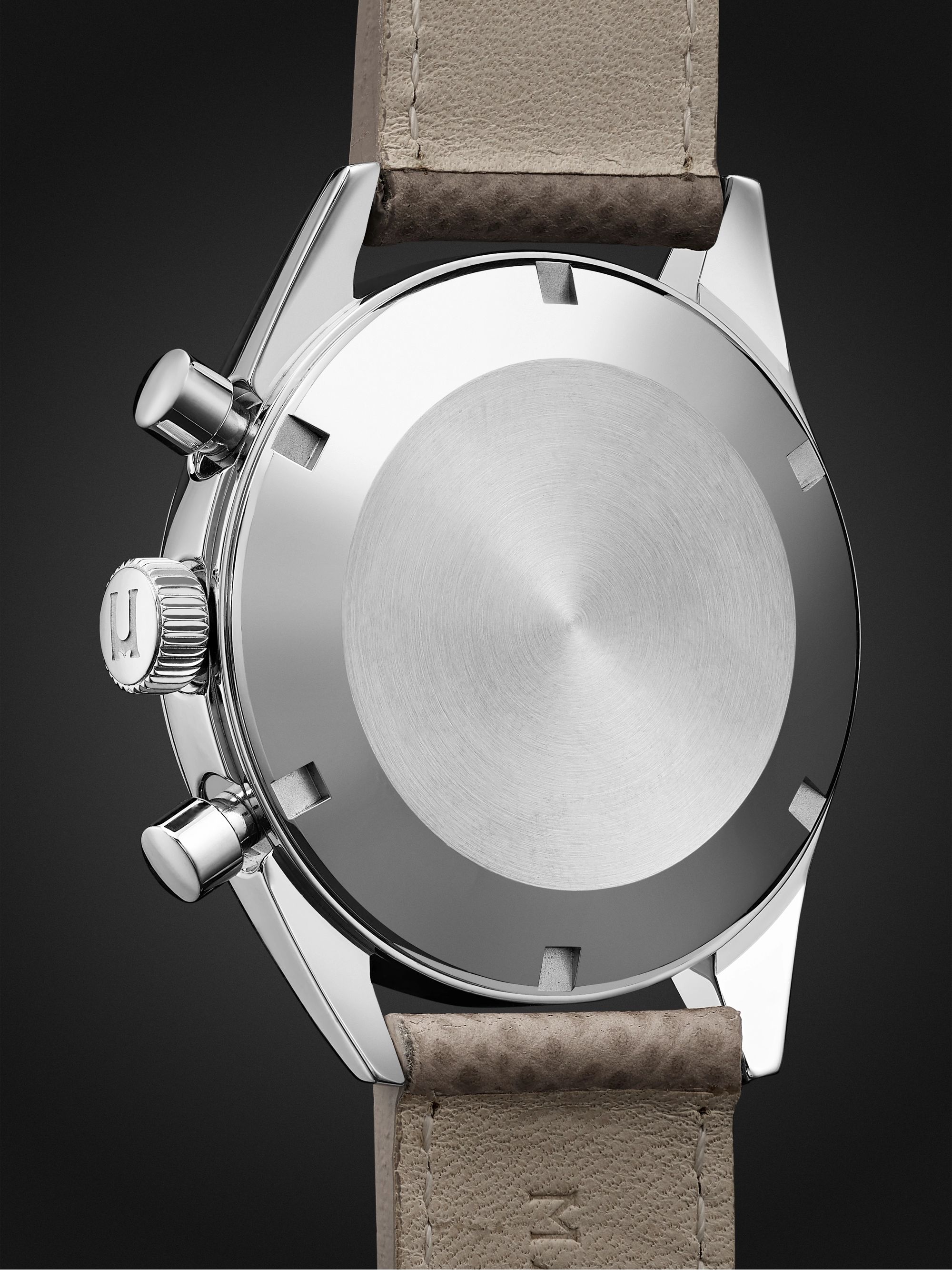 MASSENA LAB Uni-Racer Limited Edition Hand-Wound Chronograph 39mm Stainless Steel and Cross-Grain Leather Watch, Ref. No. UR-002
