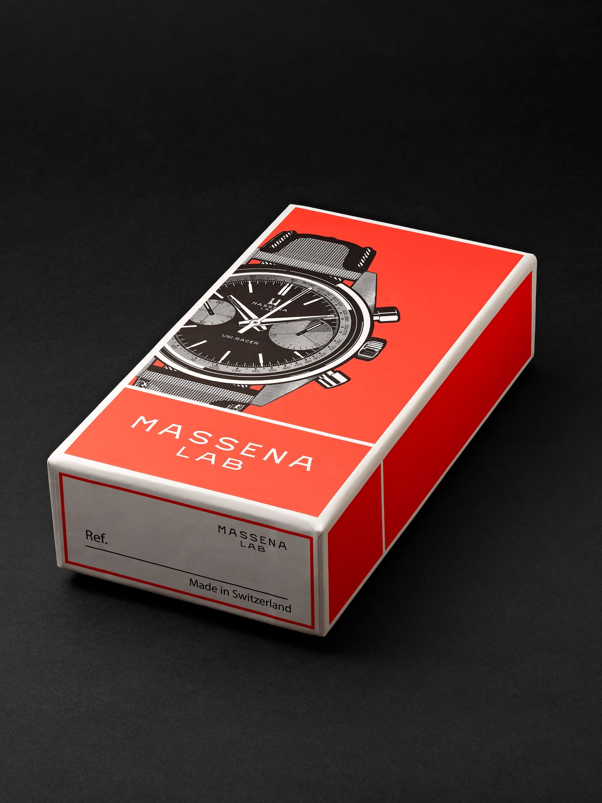 MASSENA LAB Uni-Racer Limited Edition Hand-Wound Chronograph 39mm Stainless Steel and Cross-Grain Leather Watch, Ref. No. UR-002