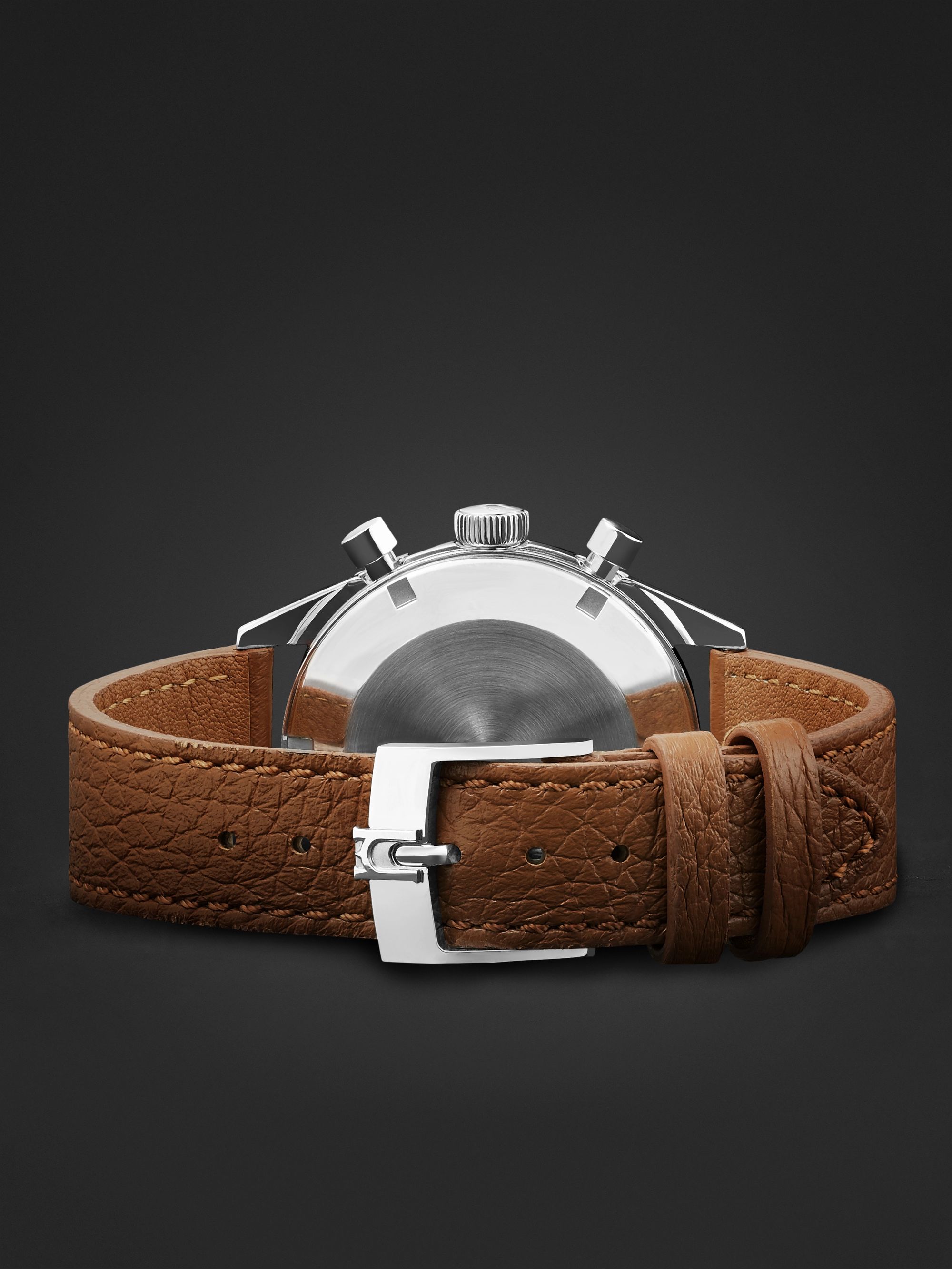 MASSENA LAB Uni-Racer Limited Edition Hand-Wound Chronograph 39mm Stainless Steel and Full-Grain Leather Watch, Ref. No. UR-003-RAL
