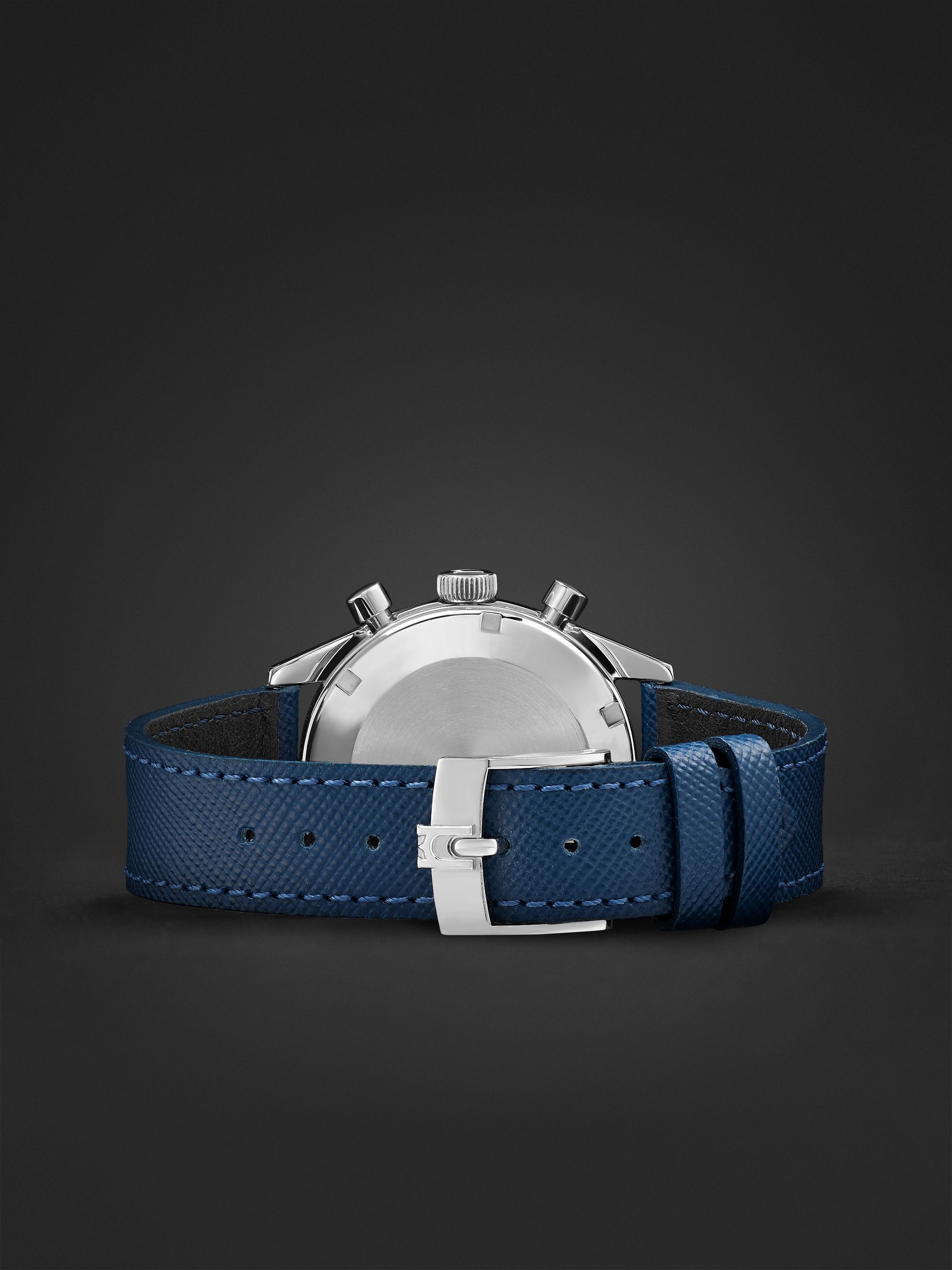 MASSENA LAB Uni-Racer Limited Edition Hand-Wound Chronograph 39mm Stainless Steel and Cross-Grain Leather Watch, Ref. No. UR-001