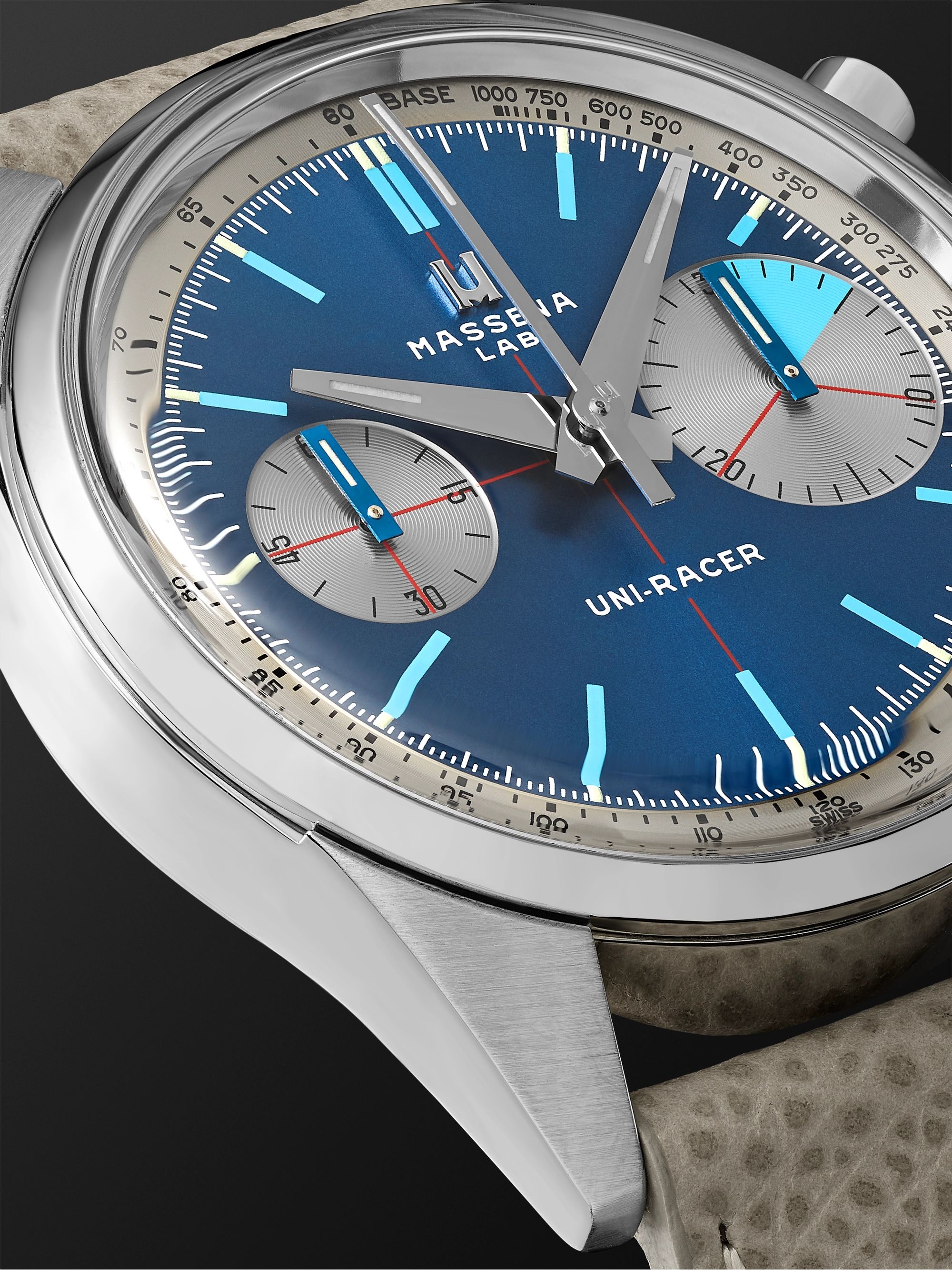 MASSENA LAB Uni-Racer Limited Edition Hand-Wound Chronograph 39mm Stainless Steel and Cross-Grain Leather Watch, Ref. No. UR-001-CRU