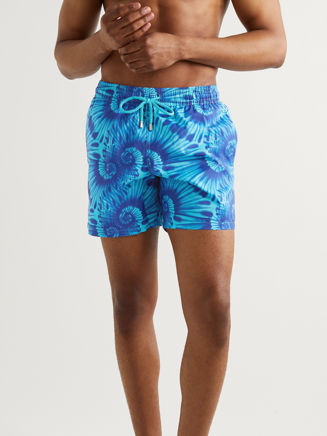Shop Vilebrequin Mahina Slim-fit Mid-length Tie-dyed Recycled Swim Shorts In Blue