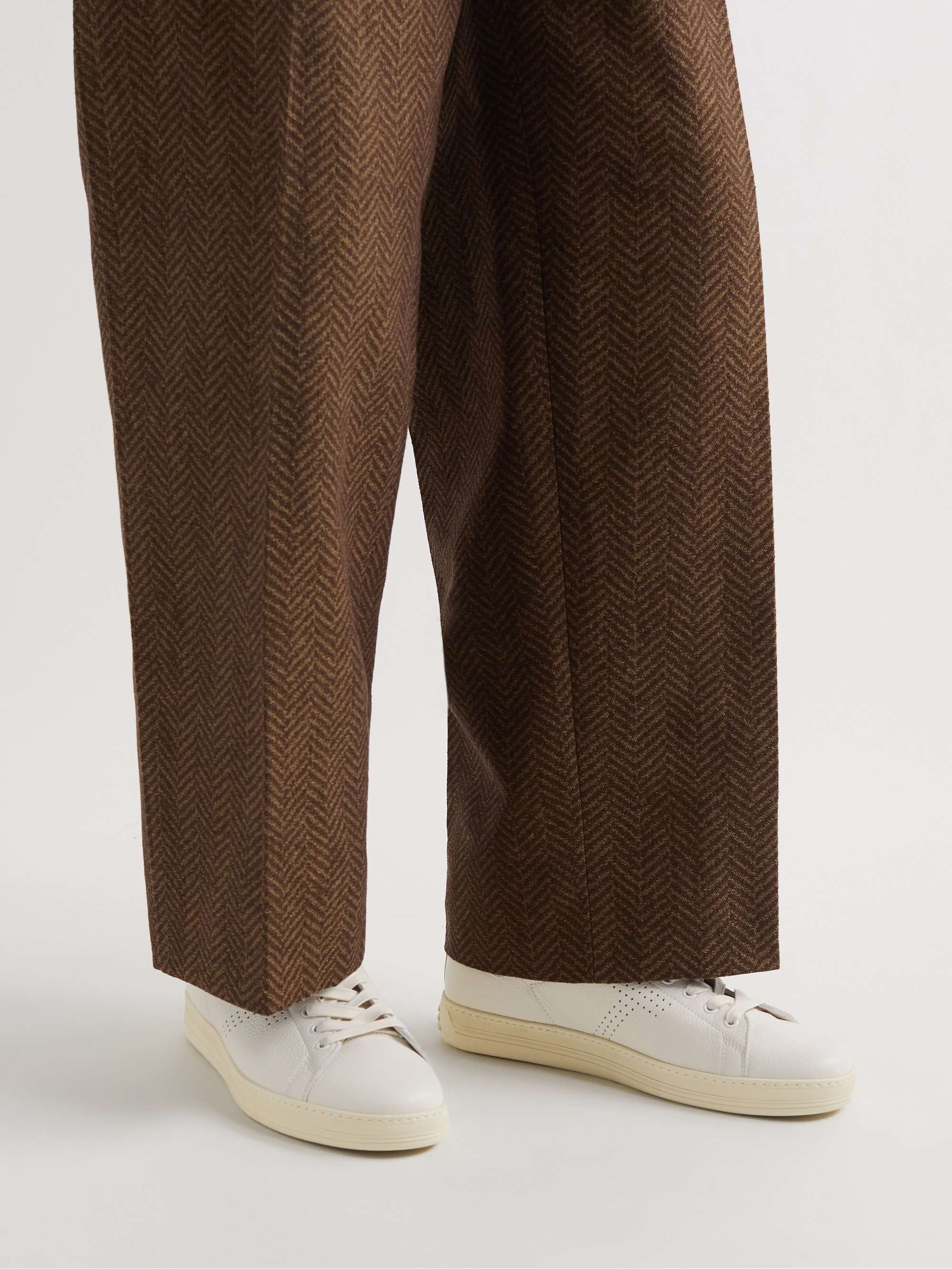 TOM FORD Warwick Perforated Full-Grain Leather Sneakers