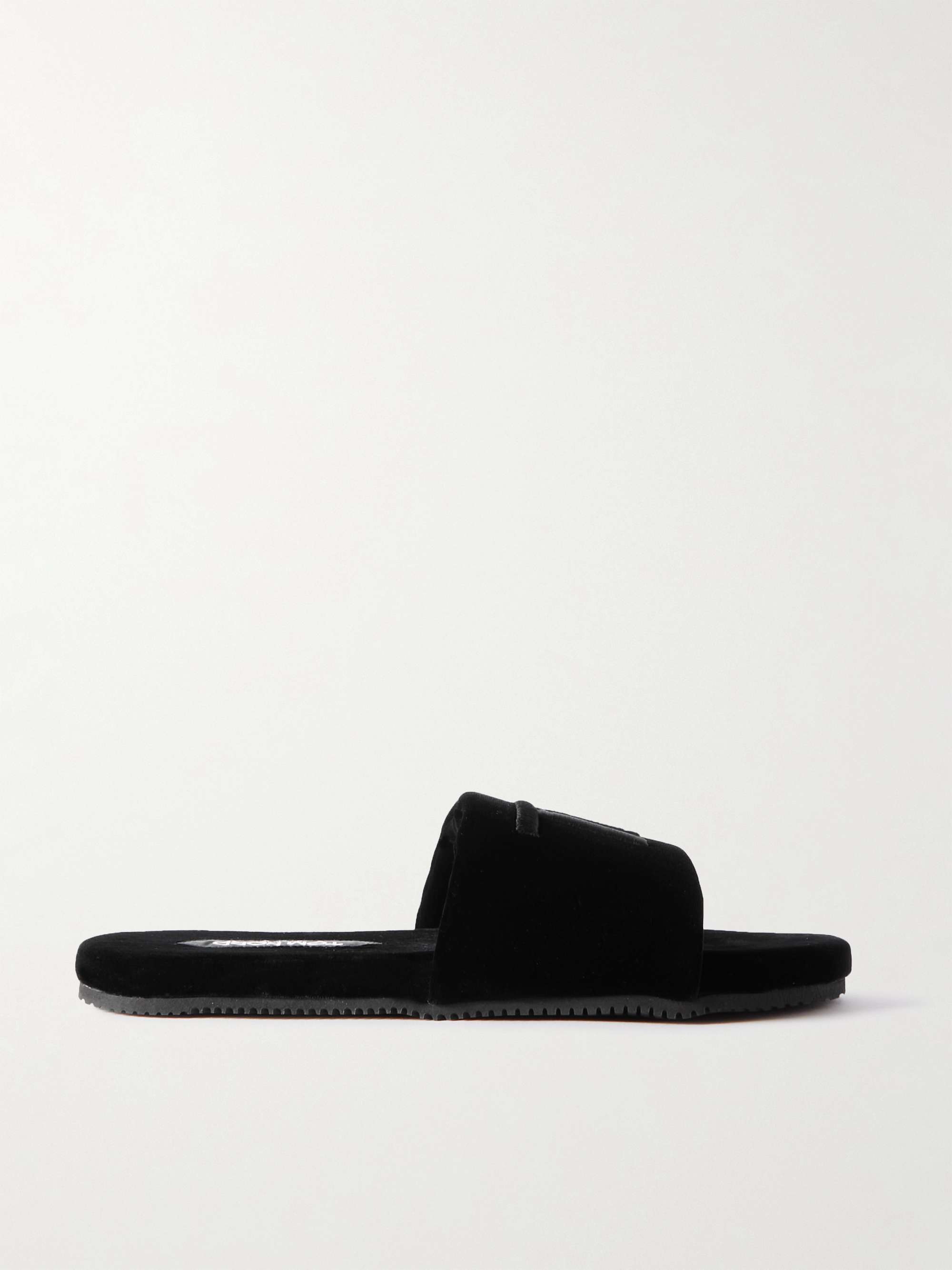 TOM FORD Harrison Logo-Embroidered Velvet Slides for Men | MR PORTER