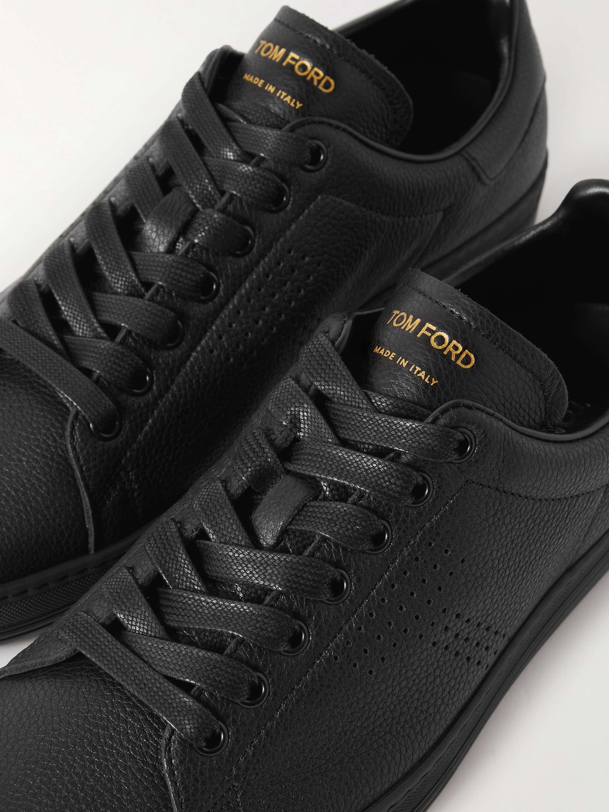 TOM FORD Warwick Perforated Full-Grain Leather Sneakers