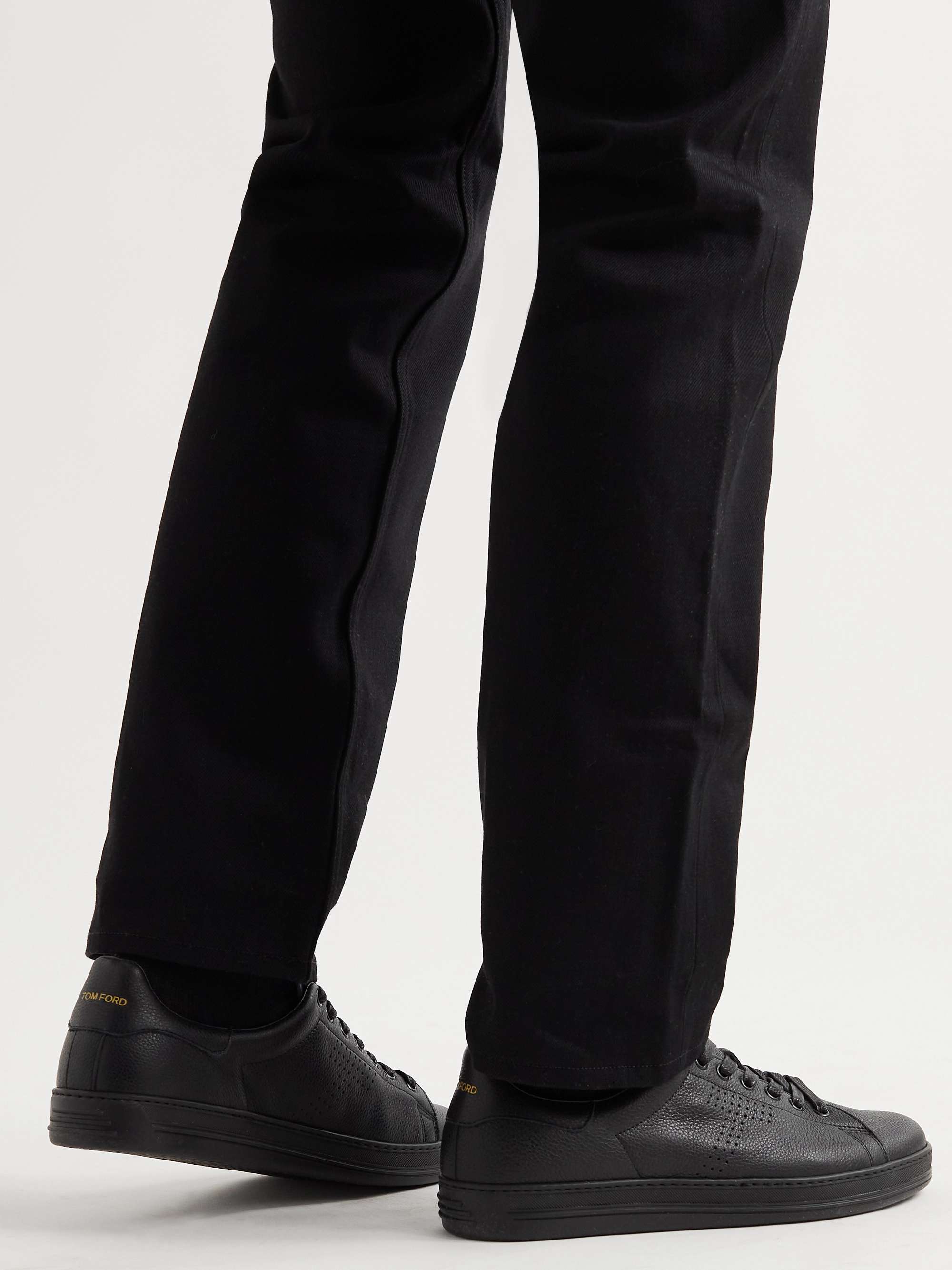 TOM FORD Warwick Perforated Full-Grain Leather Sneakers