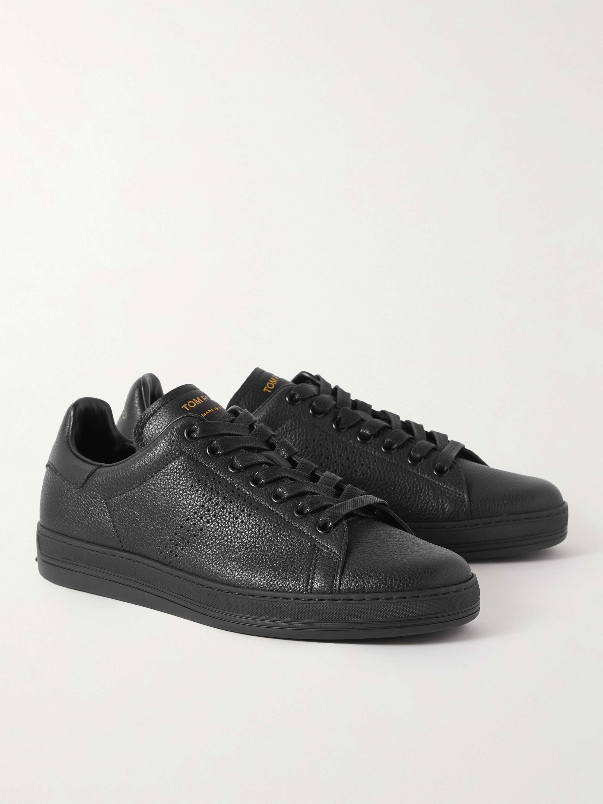TOM FORD Warwick Perforated Full-Grain Leather Sneakers