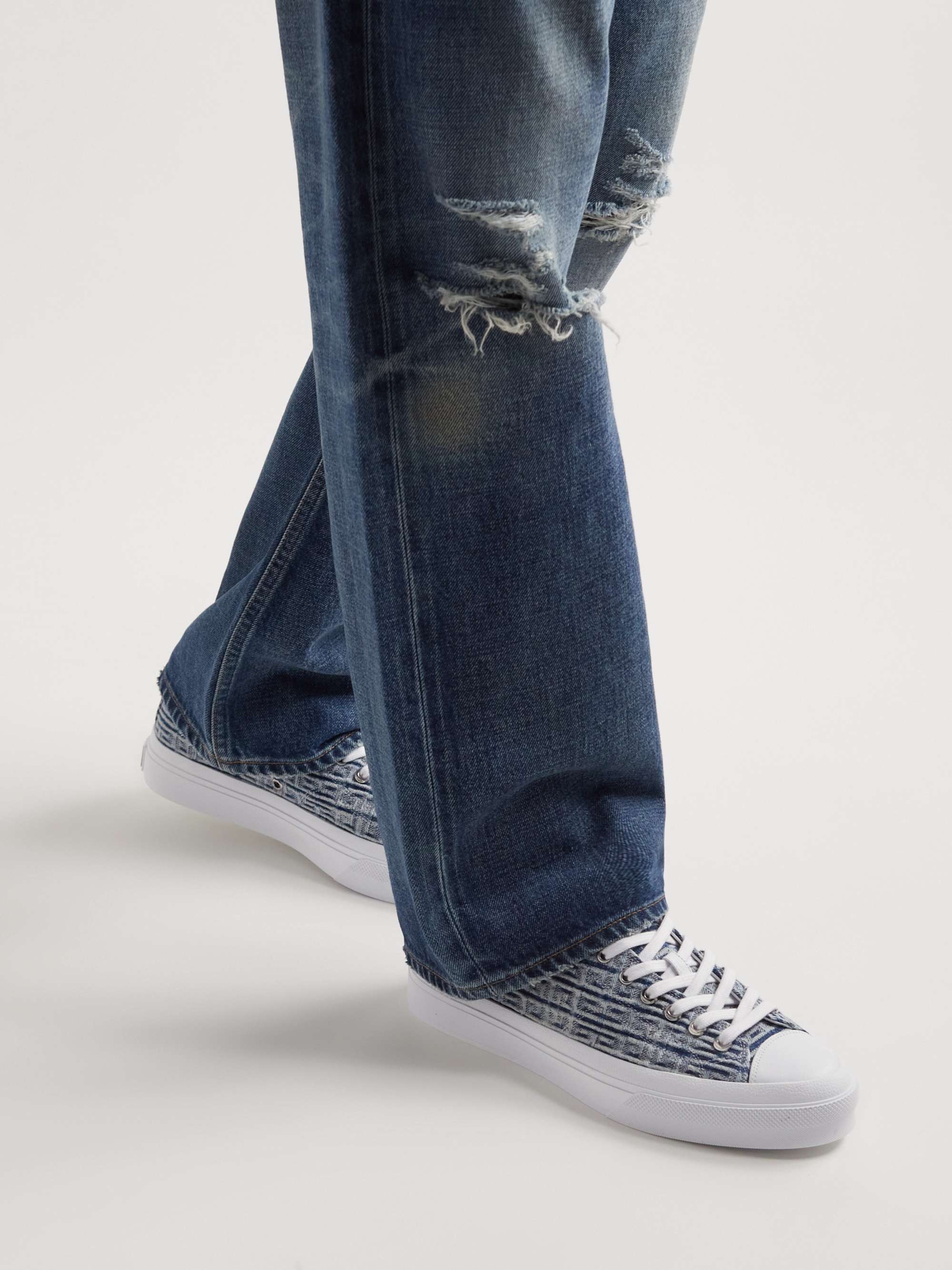 GIVENCHY City Logo-Jacquard Denim Sneakers
