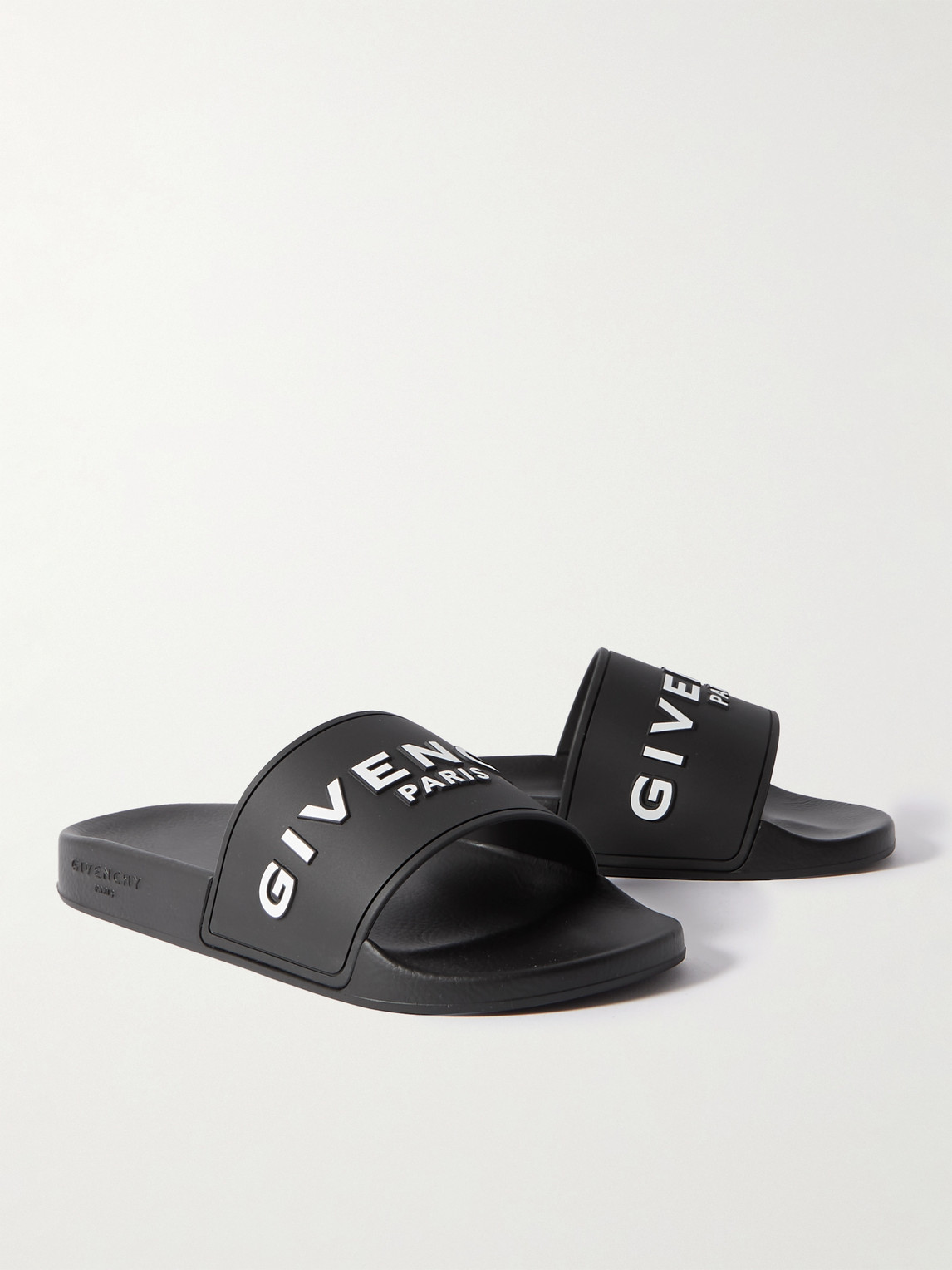 Shop Givenchy Logo-embossed Rubber Slides In Black