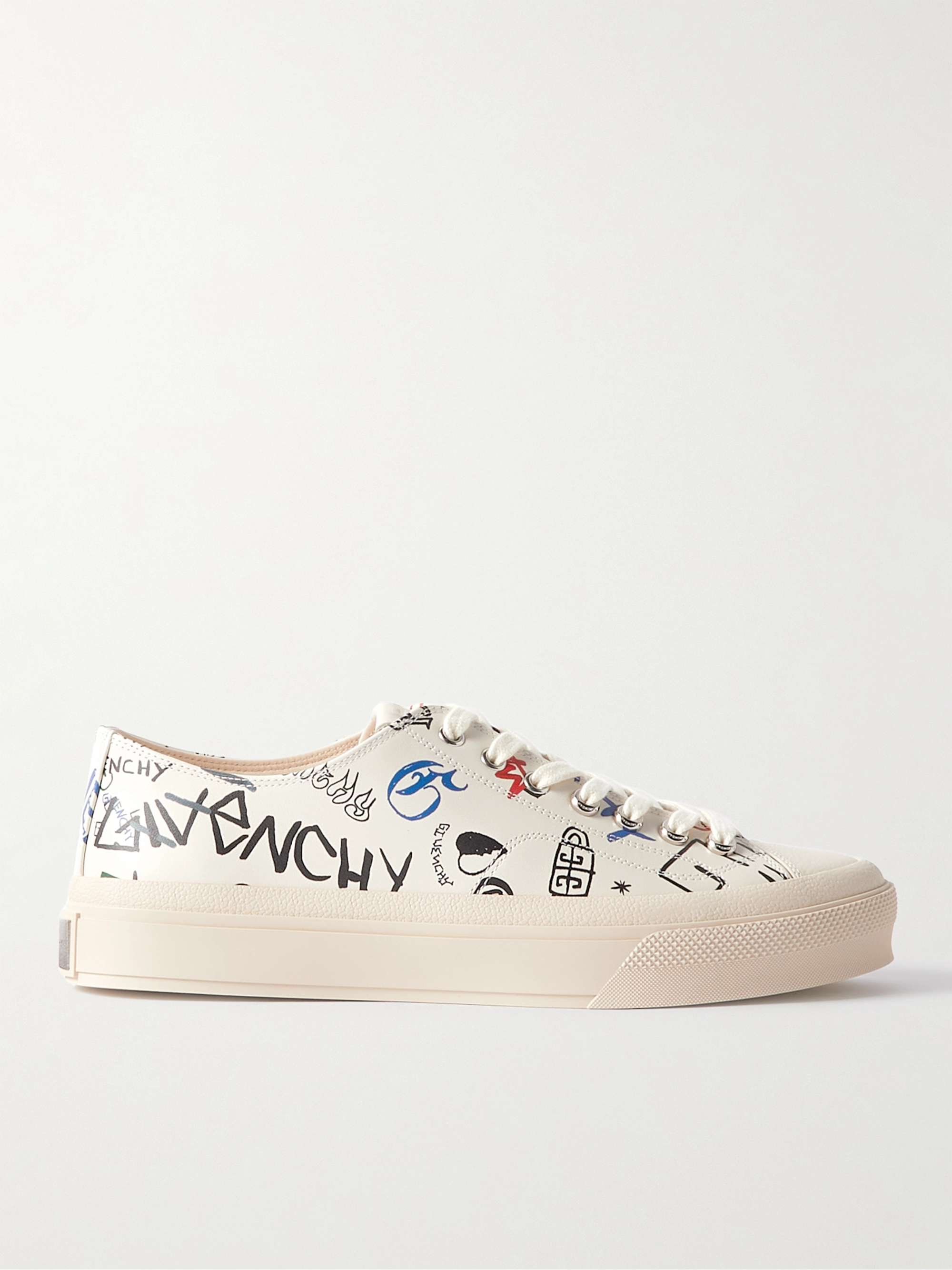 GIVENCHY City Logo-Print Leather Sneakers | MR PORTER