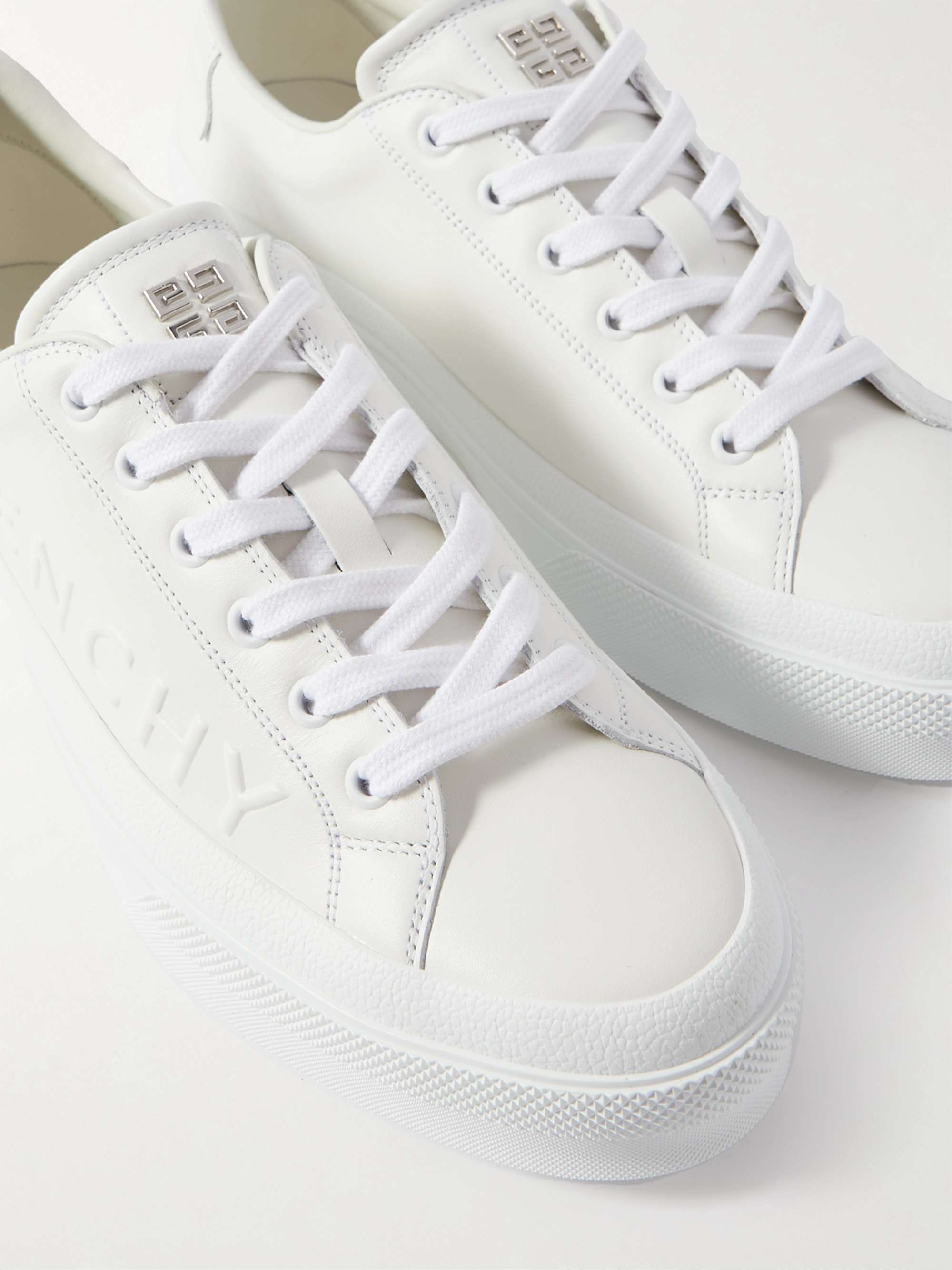 Logo-Embossed Leather Sneakers