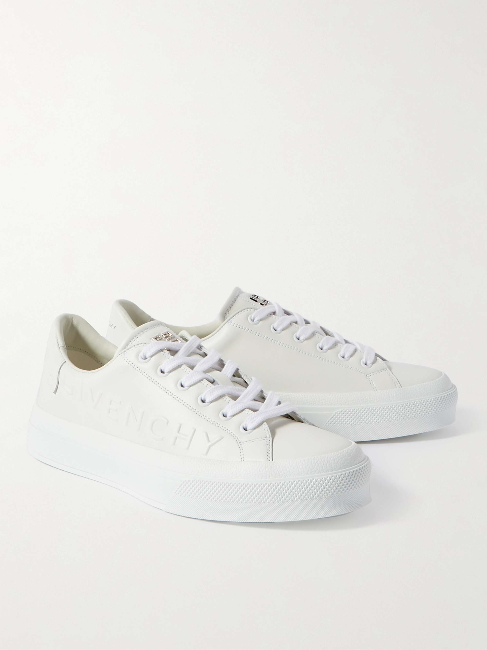 Logo-Embossed Leather Sneakers