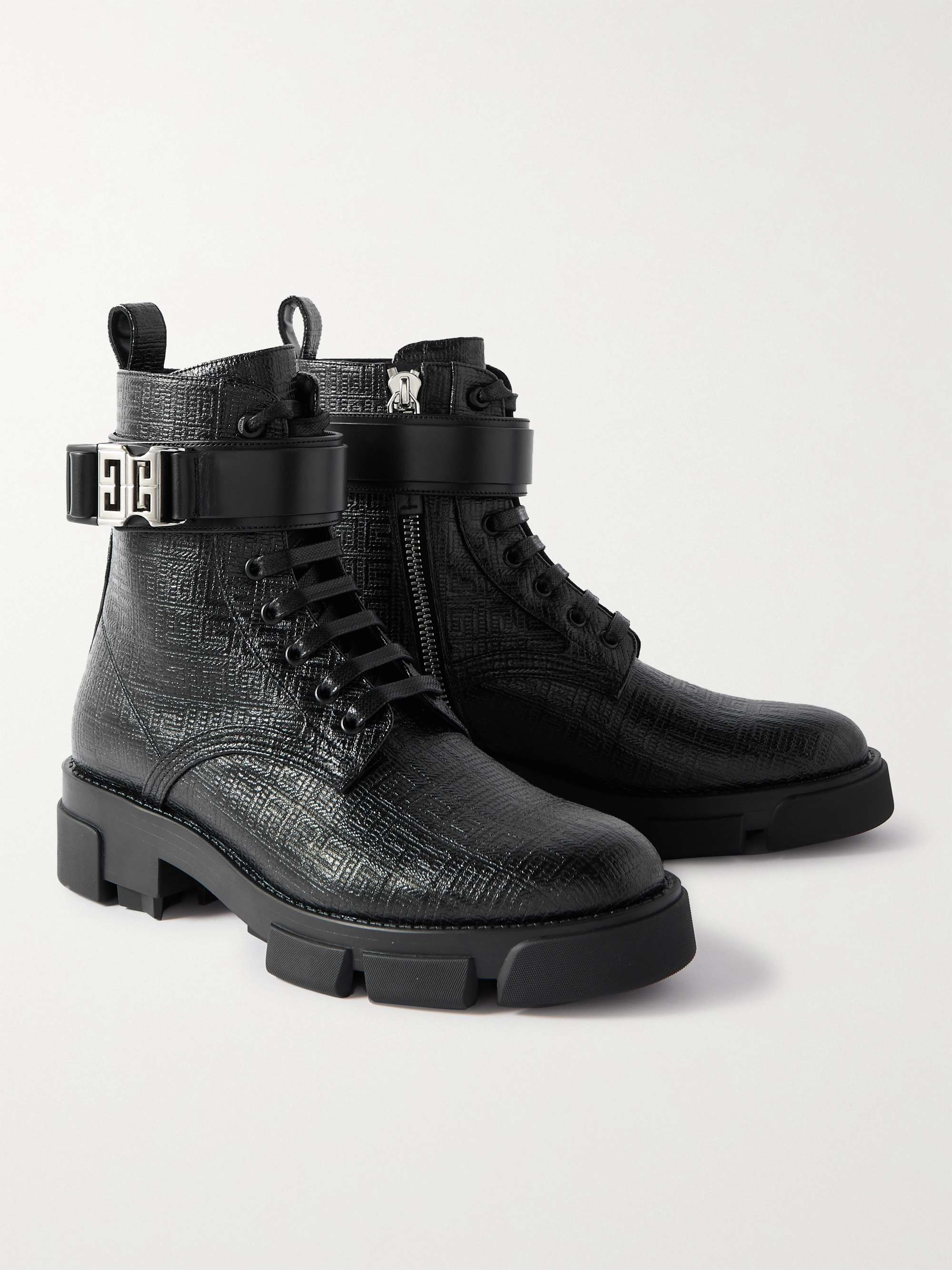 GIVENCHY Buckled Full-Grain Leather Boots for Men | MR PORTER