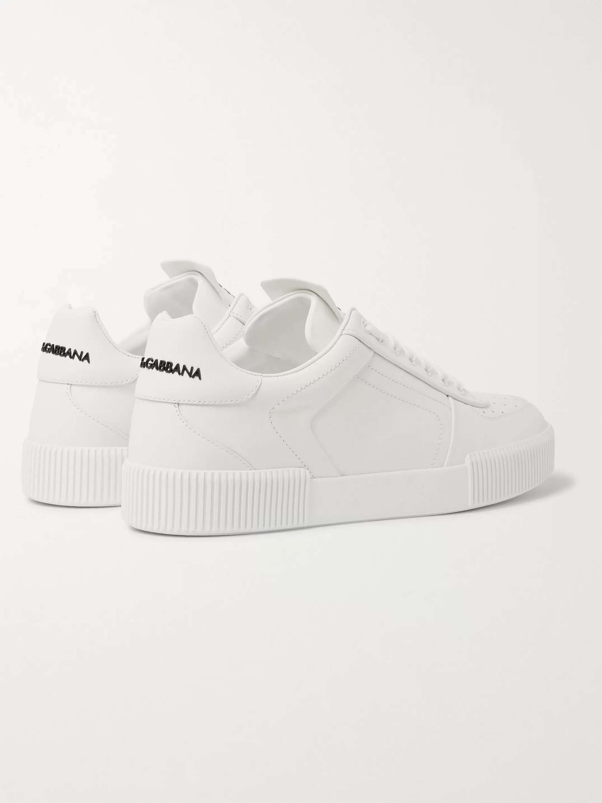 DOLCE&GABBANA Logo-Appliquéd Rubber-Trimmed Leather Sneakers