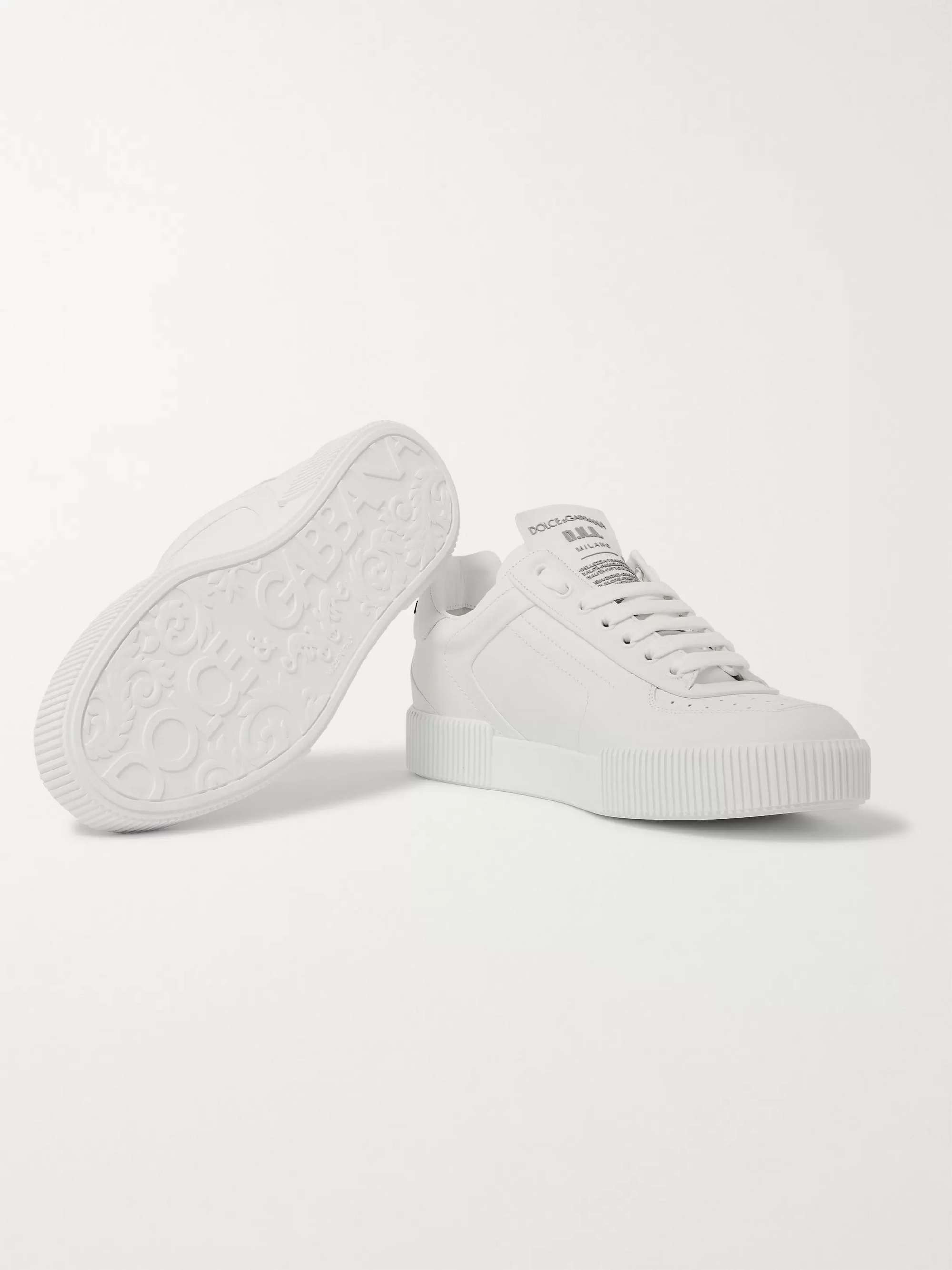DOLCE&GABBANA Logo-Appliquéd Rubber-Trimmed Leather Sneakers