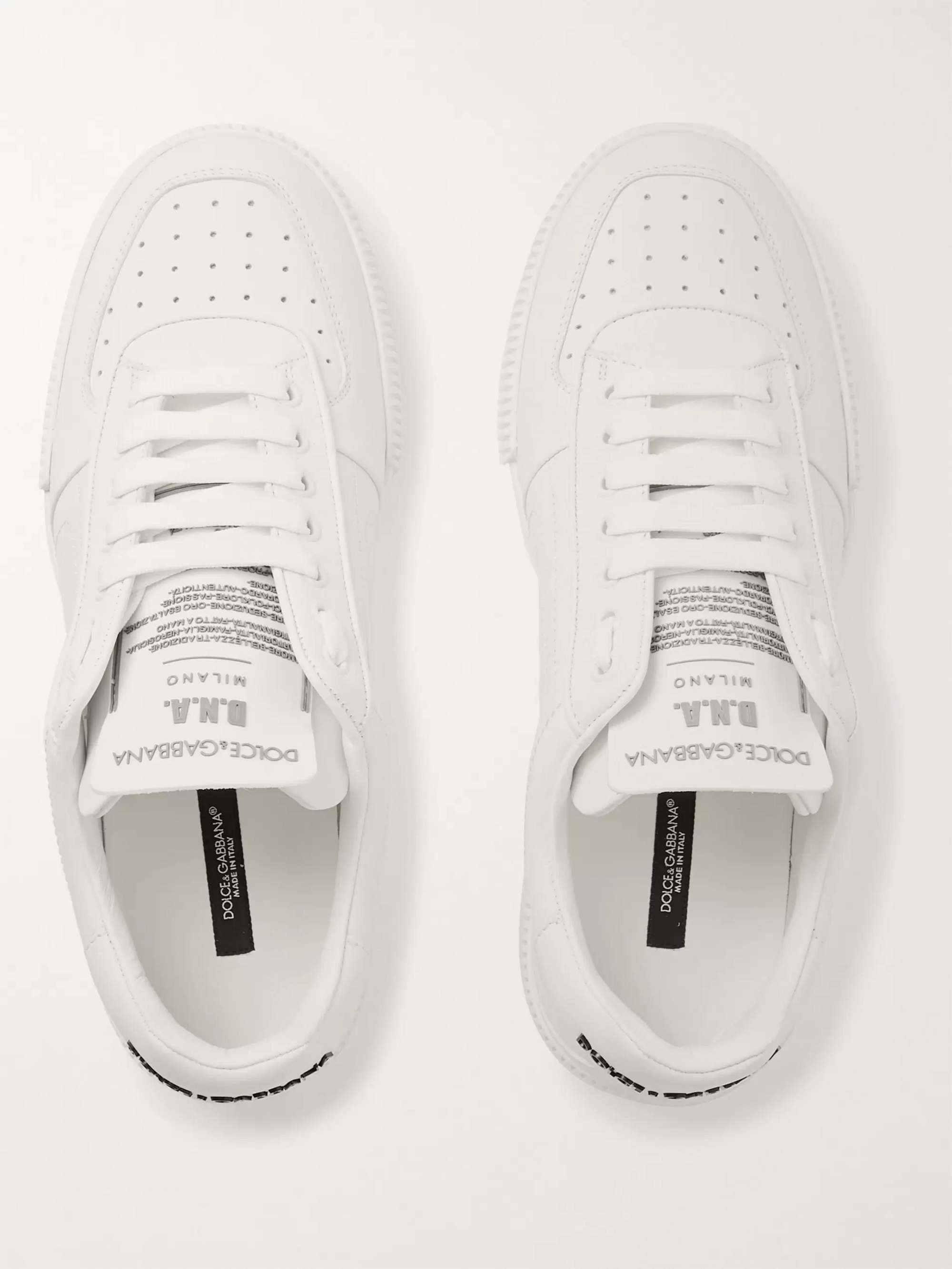 DOLCE&GABBANA Logo-Appliquéd Rubber-Trimmed Leather Sneakers