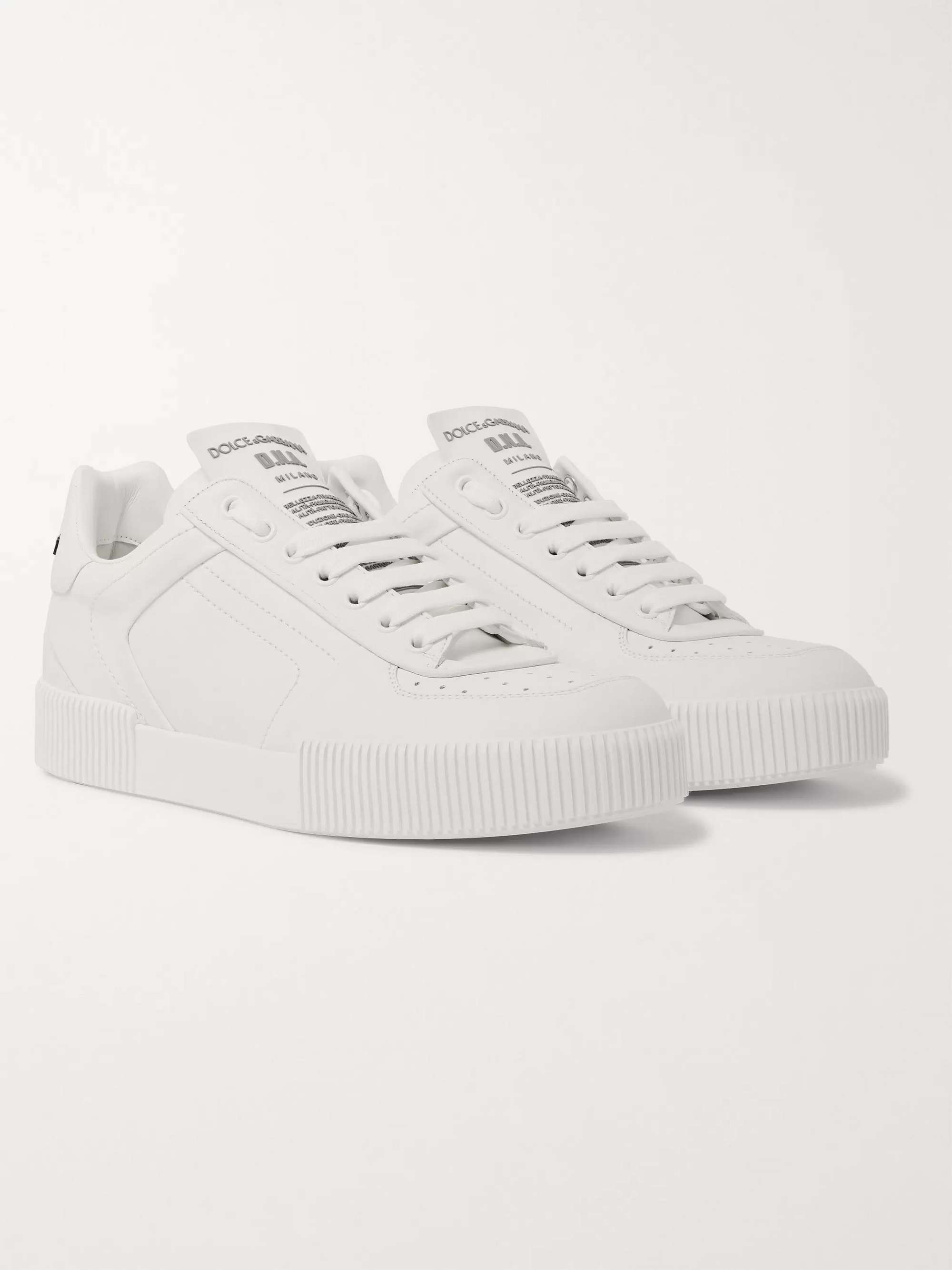 DOLCE&GABBANA Logo-Appliquéd Rubber-Trimmed Leather Sneakers