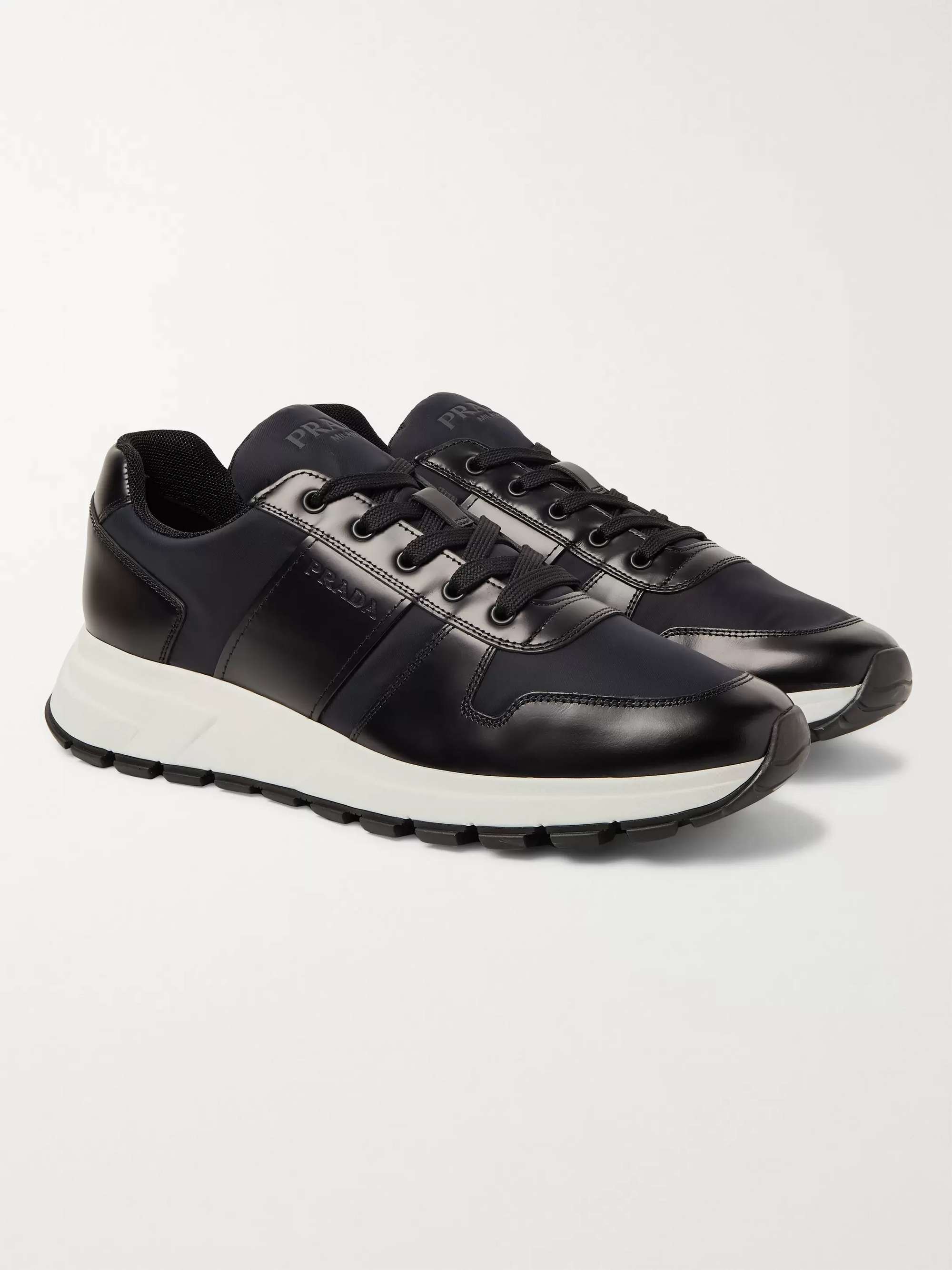 PRADA Match Race Leather-Trimmed Nylon Sneakers