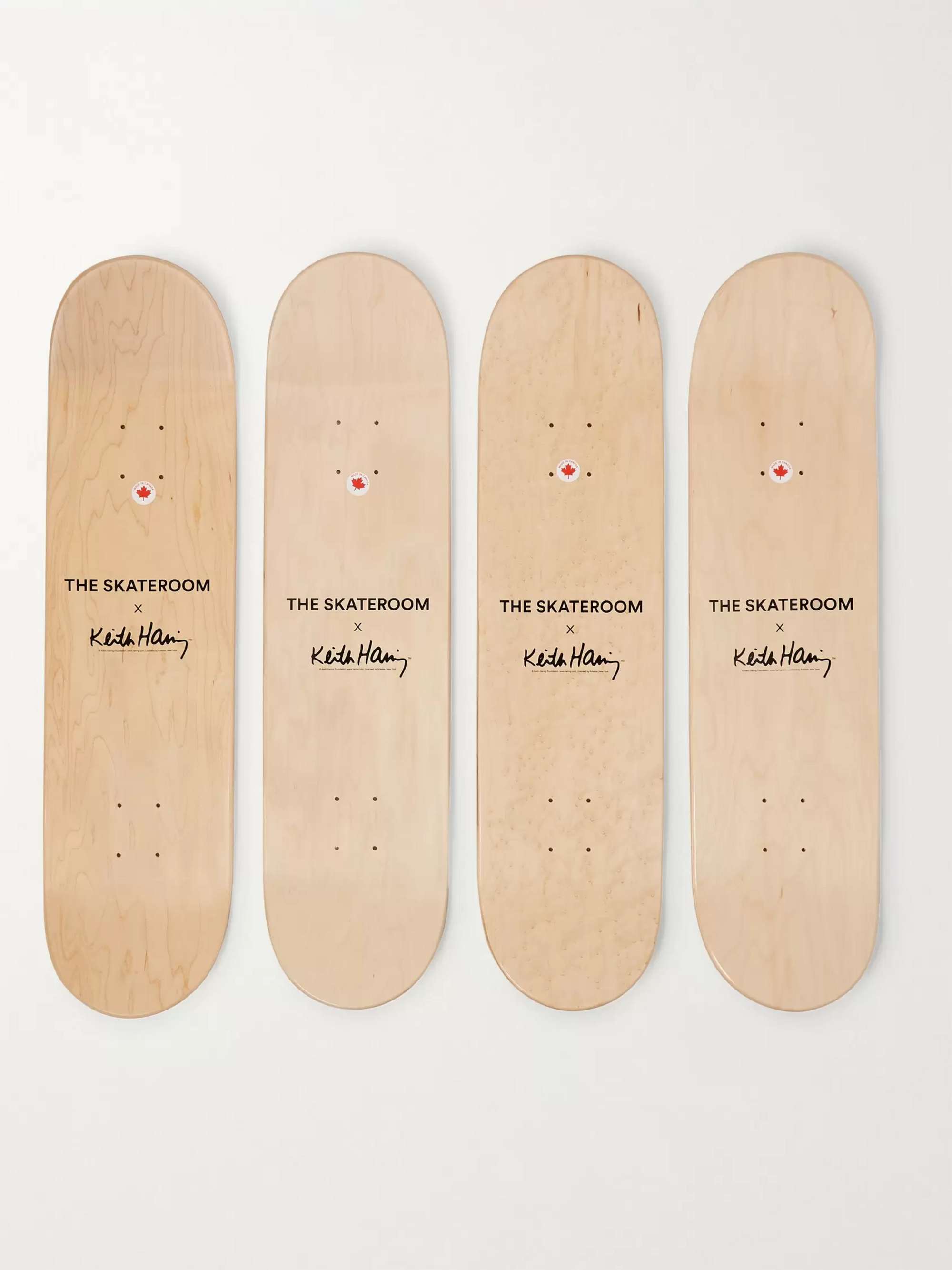 THE SKATEROOM + Keith Haring Set of Four Printed Wooden Skateboards