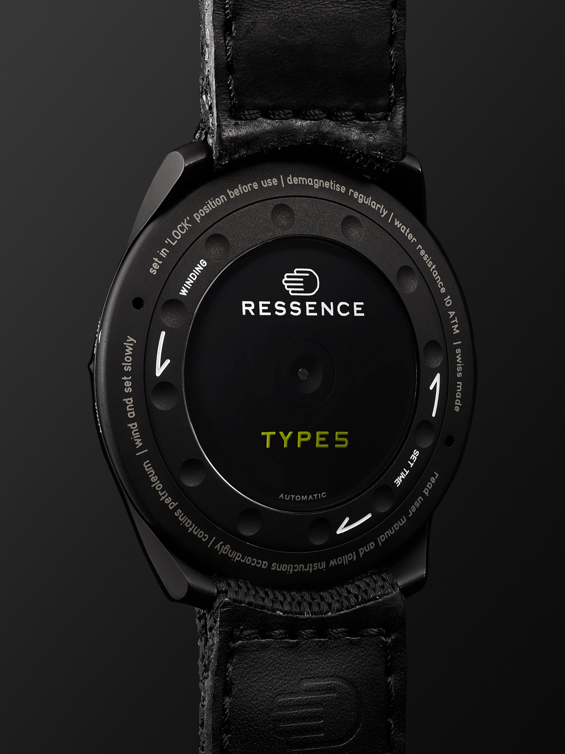 Shop Ressence Type 5bb Automatic 46mm Dlc-coated Titanium And Leather Watch In Black