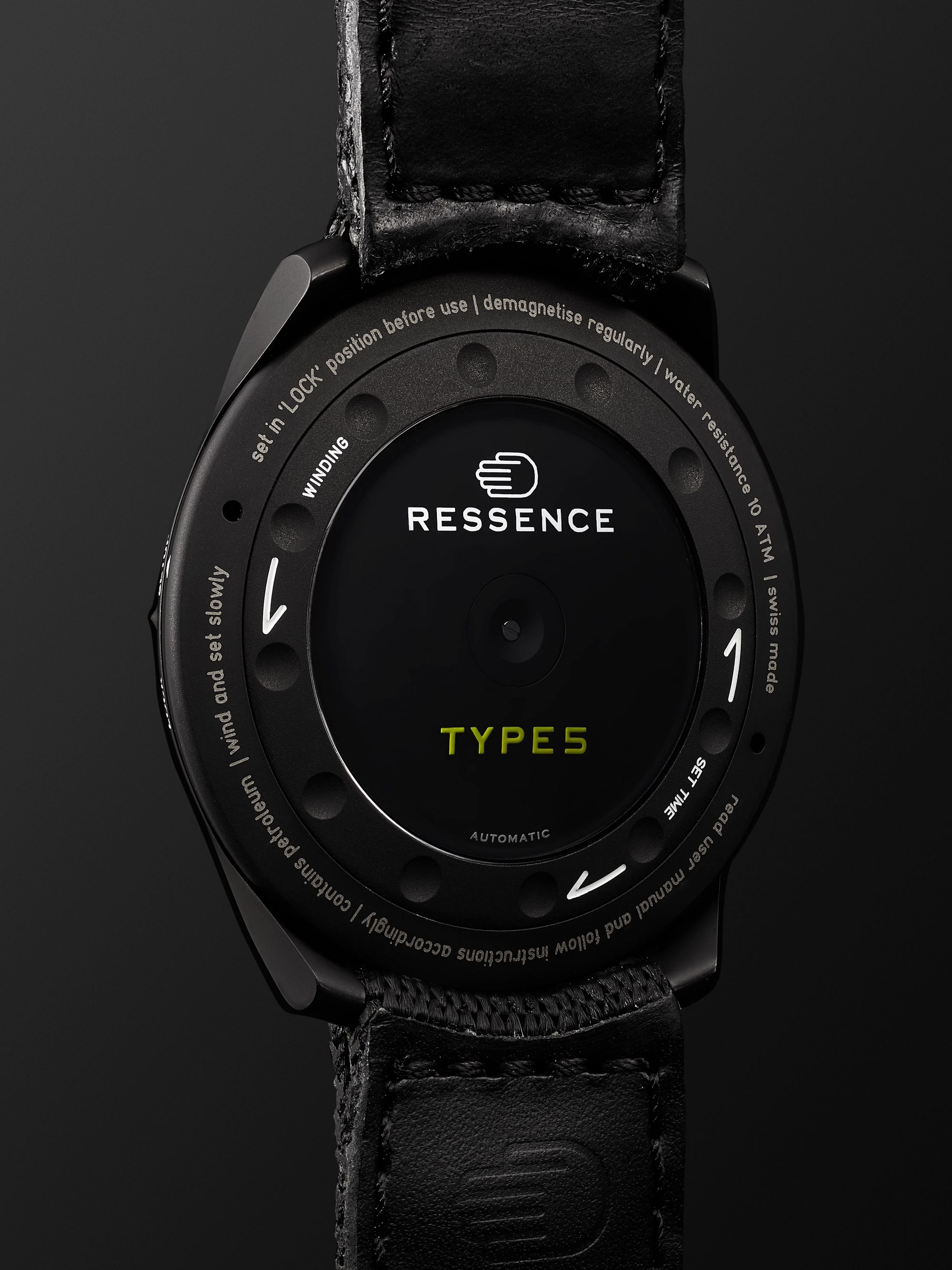 RESSENCE Type 5BB Automatic 46mm DLC-Coated Titanium and Leather Watch