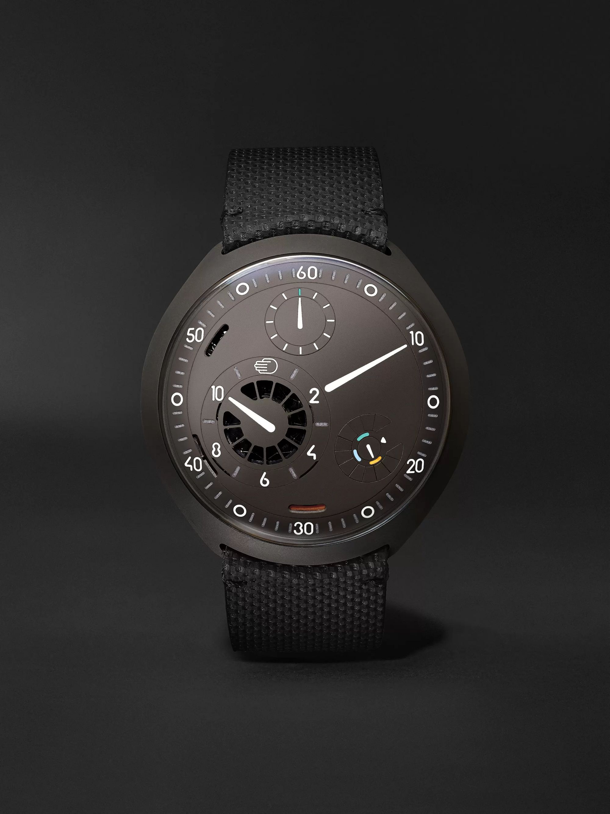 RESSENCE Type 2A Automatic 45mm Titanium and Leather Watch with Smart Crown Technology