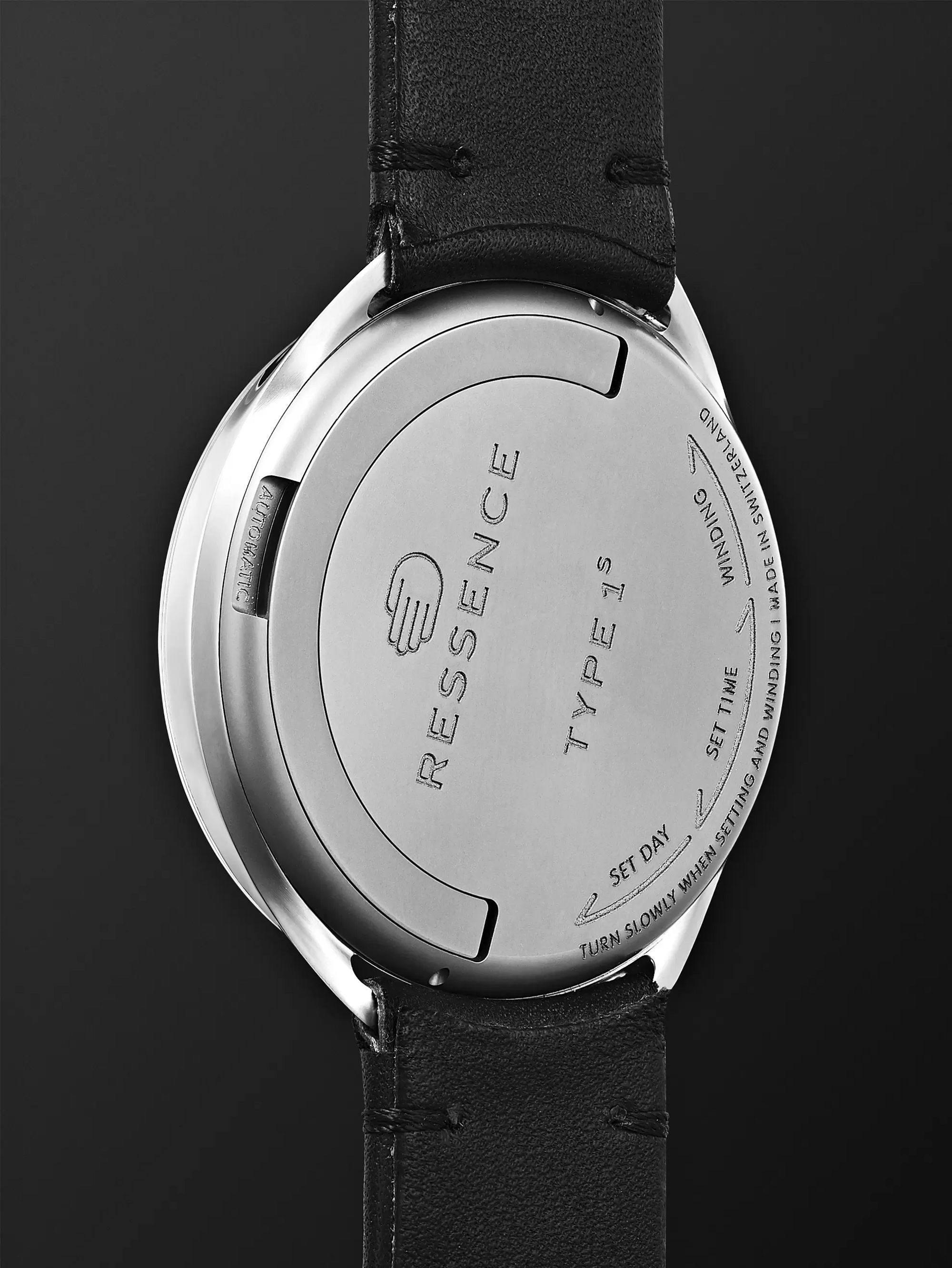 RESSENCE Type 1 Slim Mechanical 42mm Titanium and Leather Watch