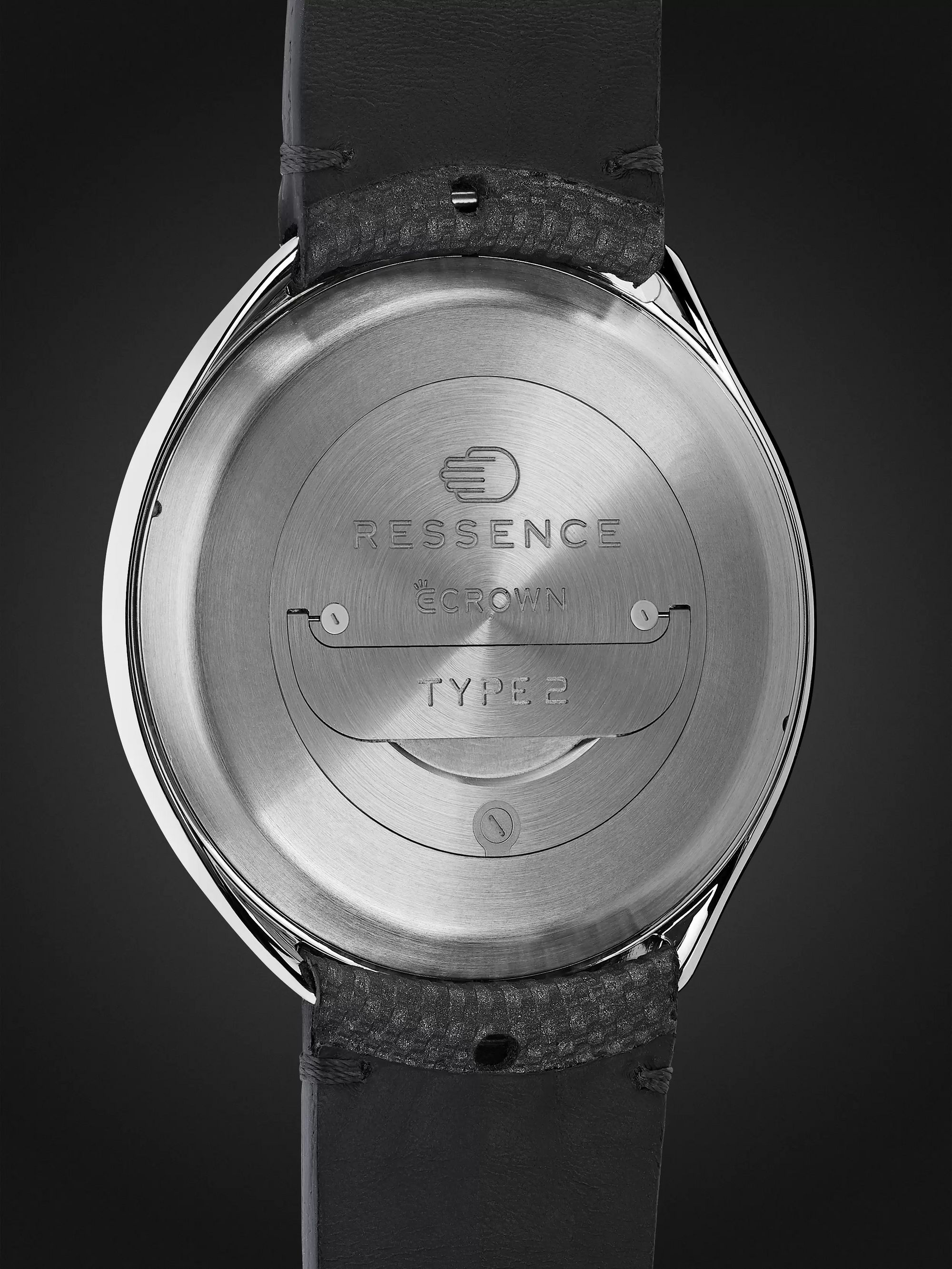 RESSENCE Type 2G Automatic 45mm Titanium and Leather Watch with Smart Crown Technology