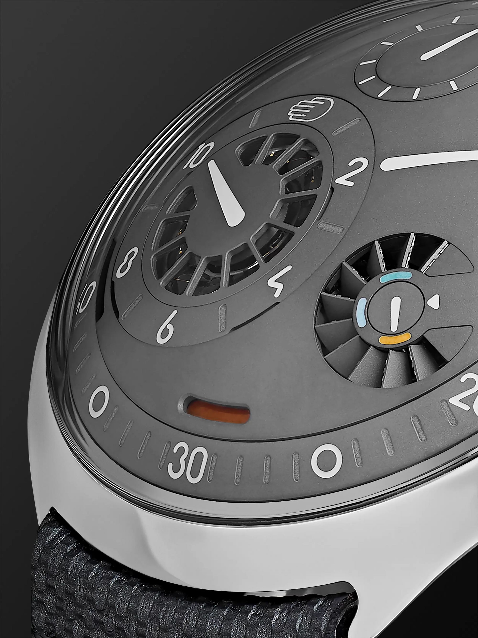 RESSENCE Type 2G Automatic 45mm Titanium and Leather Watch with Smart Crown Technology