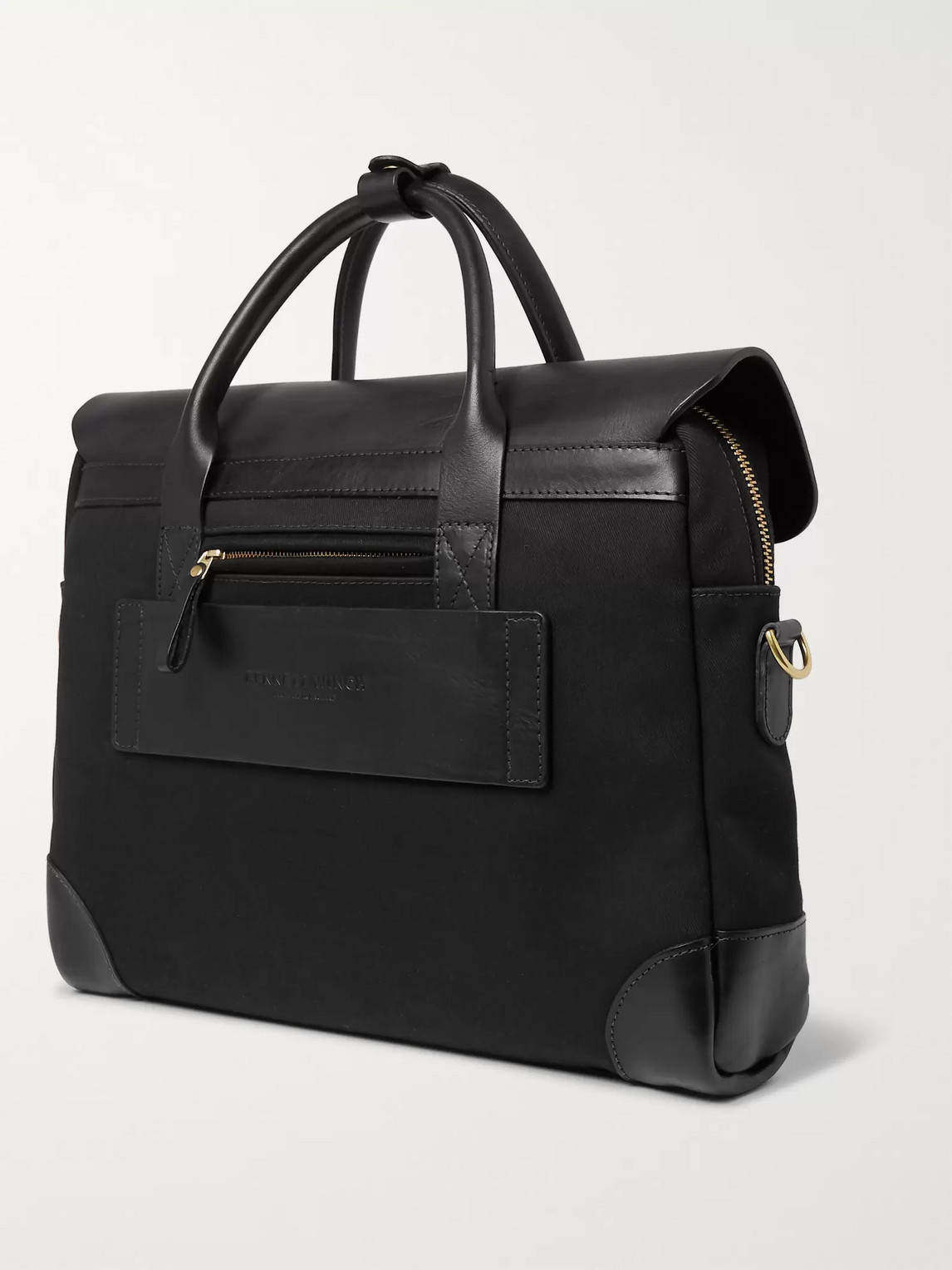 Bennett Winch Cotton-canvas And Full-grain Leather Briefcase In Black