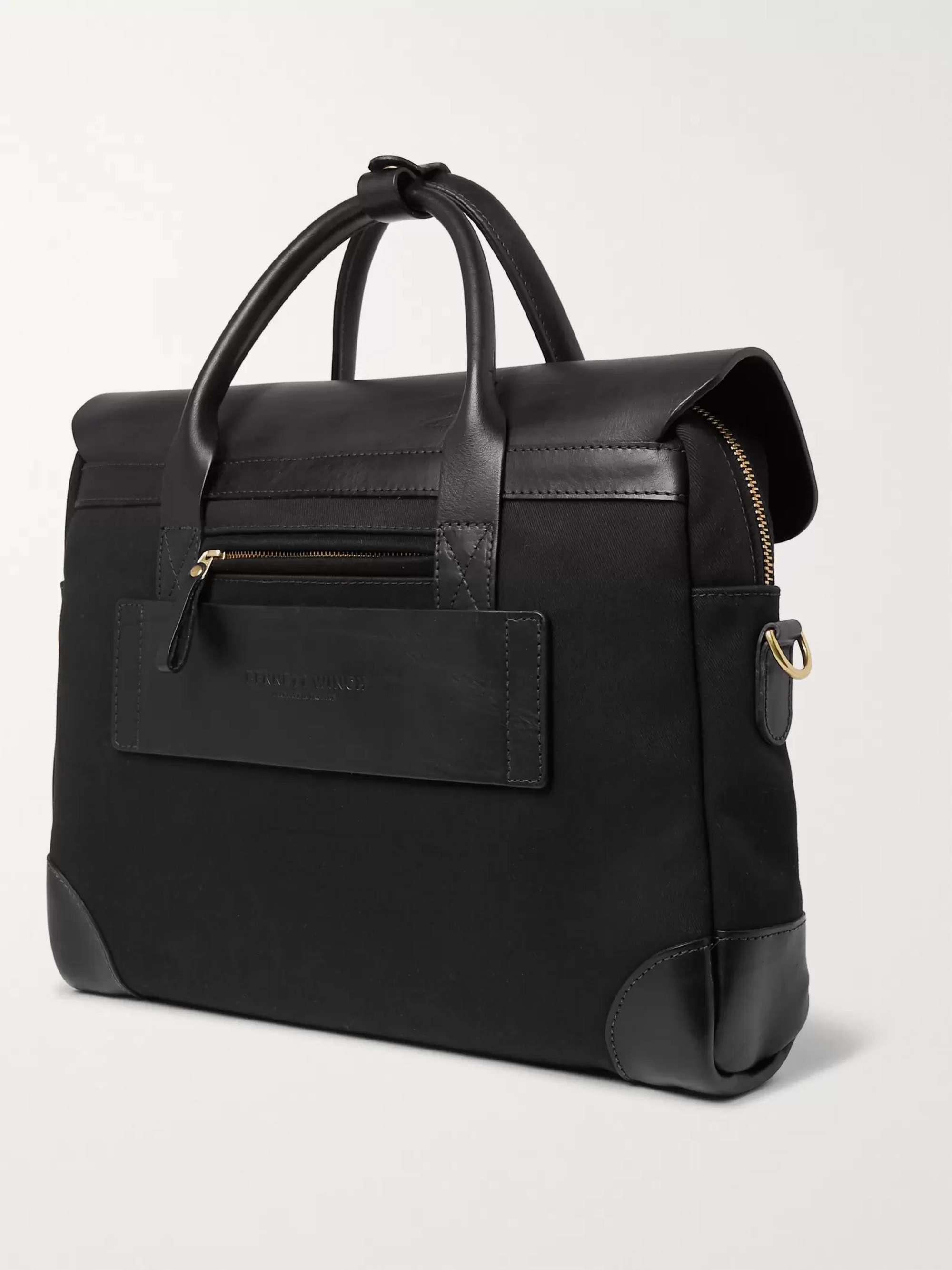 BENNETT WINCH Cotton-Canvas and Full-Grain Leather Briefcase