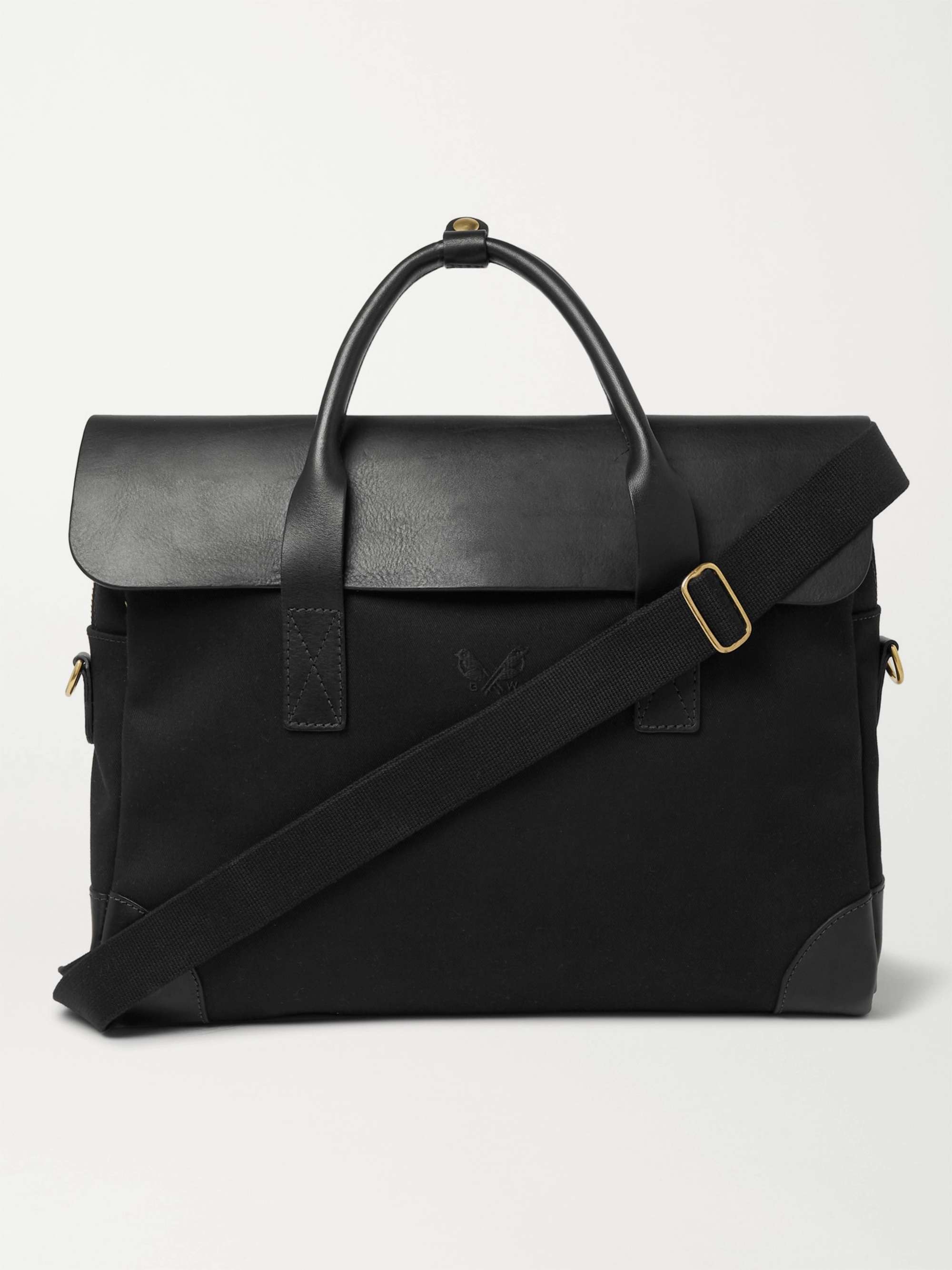 BENNETT WINCH Cotton-Canvas and Full-Grain Leather Briefcase for