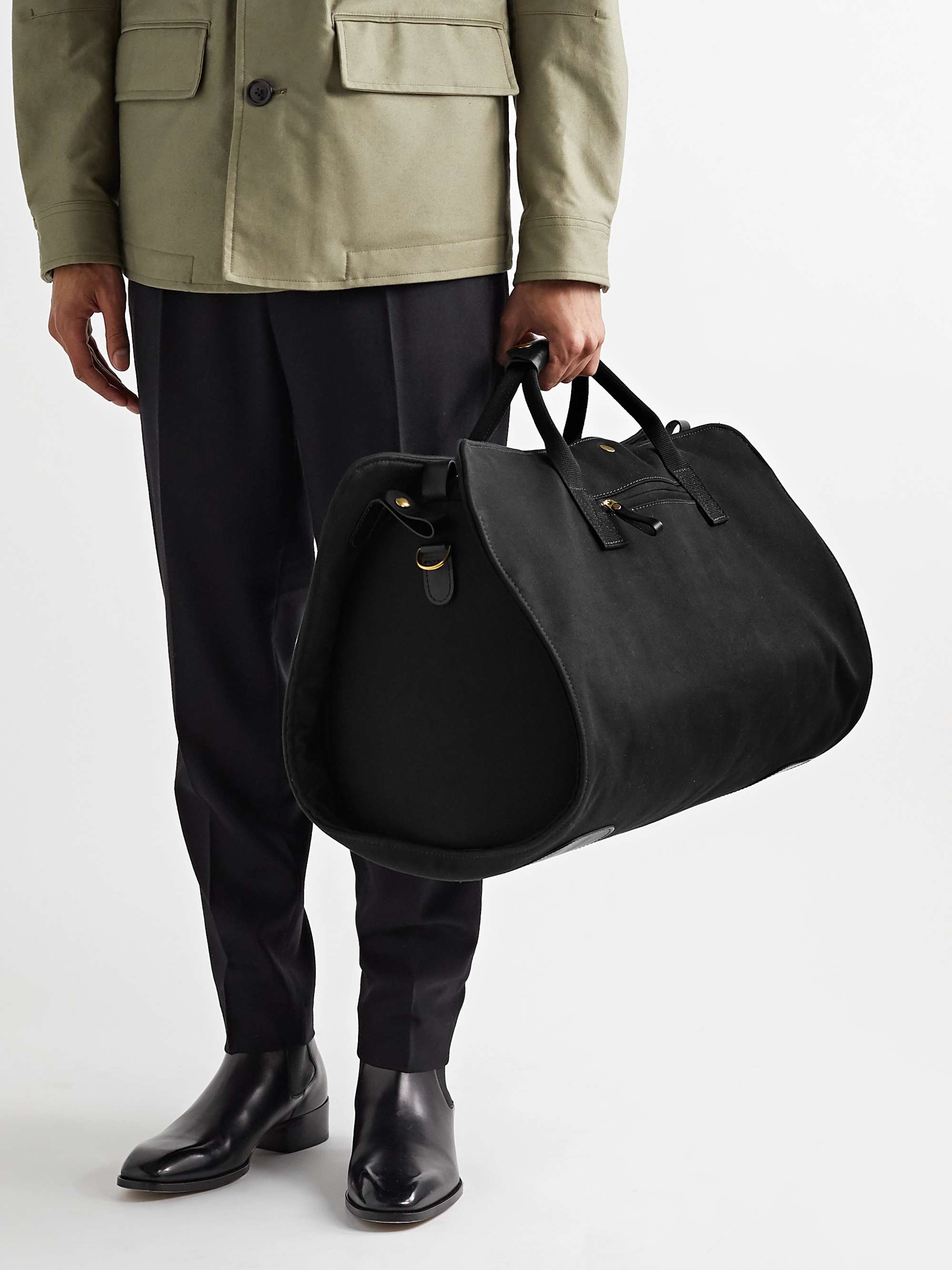 BENNETT WINCH Leather-Trimmed Cotton-Canvas Suit Carrier and Holdall