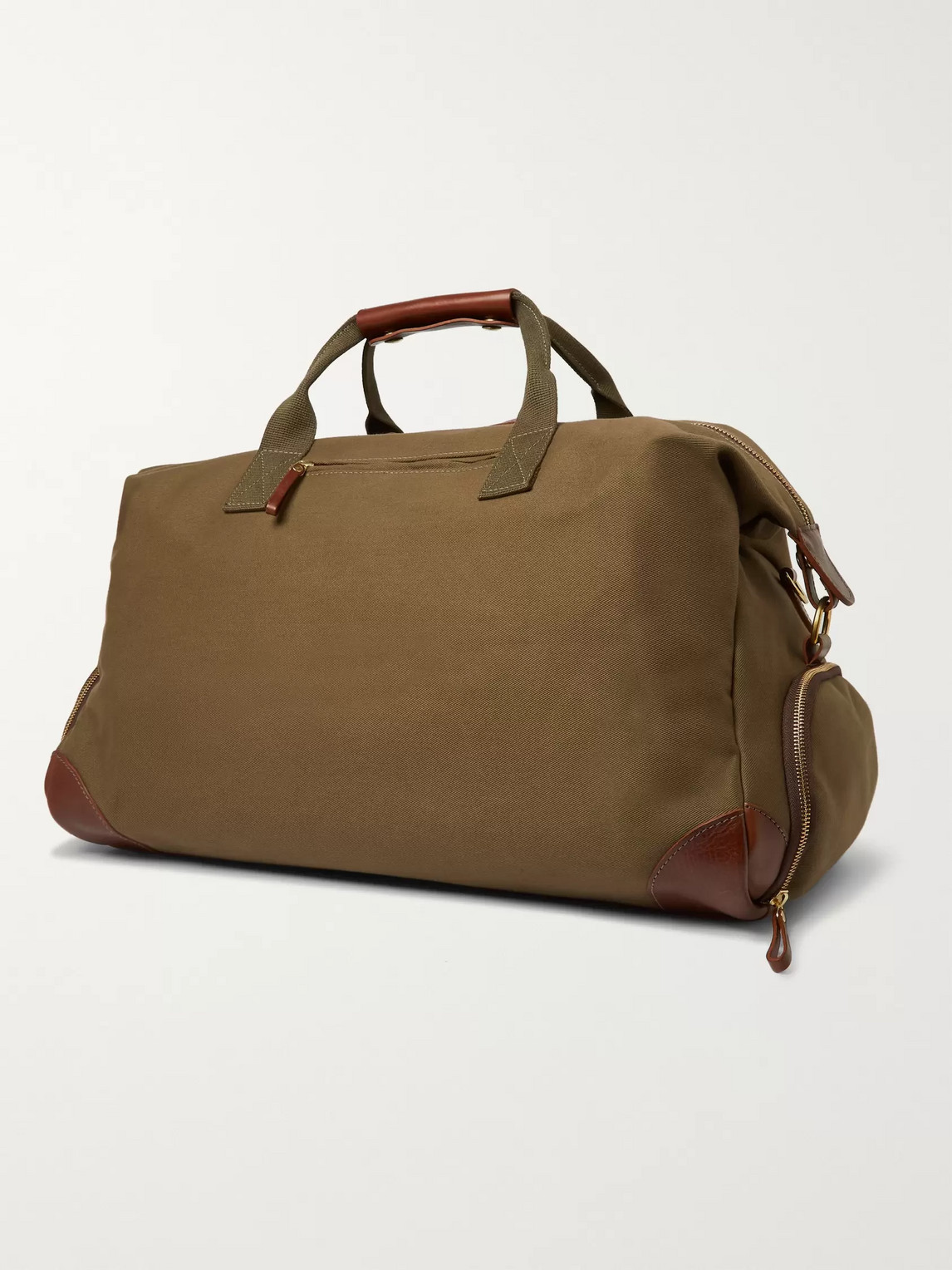 Bennett Winch - Weekender Leather-trimmed Cotton-canvas Holdall - Men - Green 