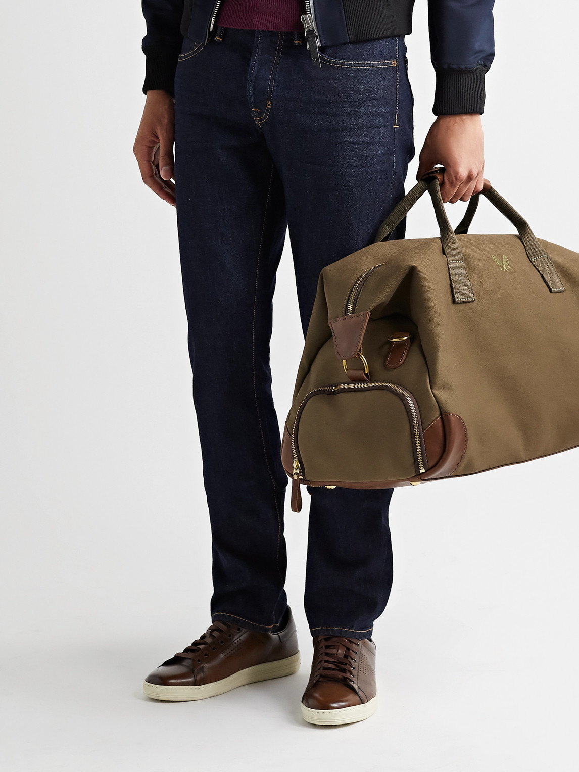 Weekender Leather-Trimmed Cotton-Canvas Holdall — 2